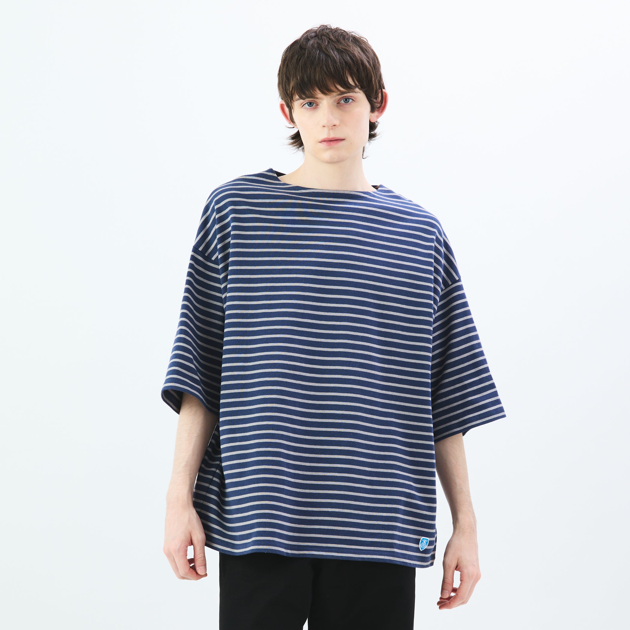 Men's Cotton Lourd Half Sleeve Pullover Narrow Stripe