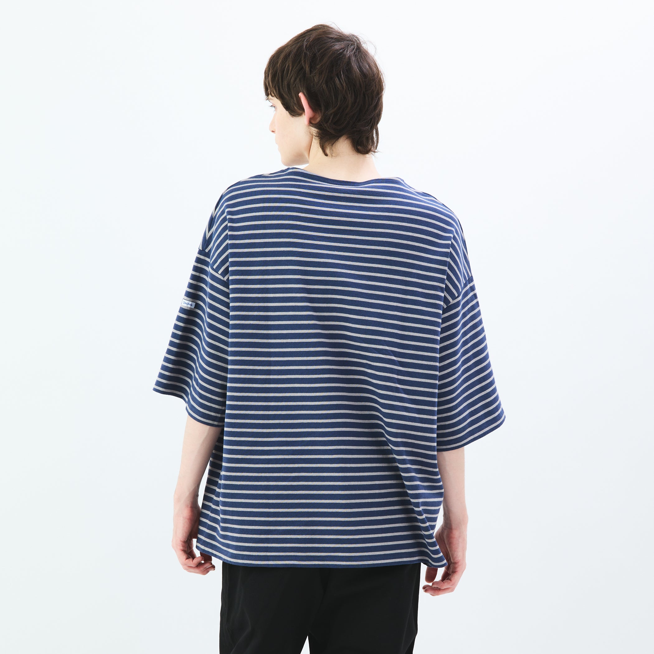 Men's Cotton Lourd Half Sleeve Pullover Narrow Stripe