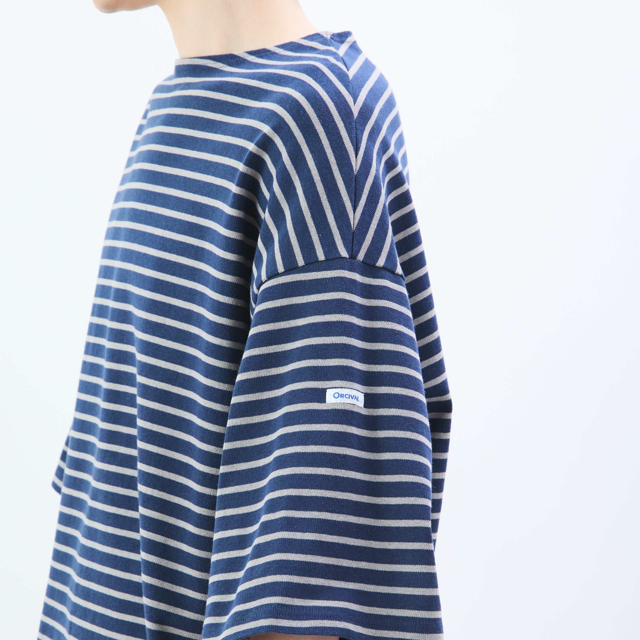 Men's Cotton Lourd Half Sleeve Pullover Narrow Stripe