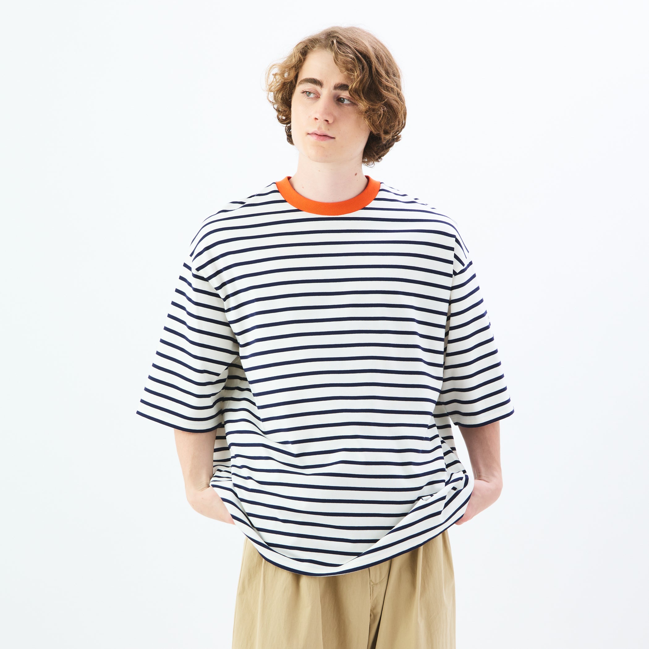 Men's Mercerized Jersey Wide Crew Neck Pullover