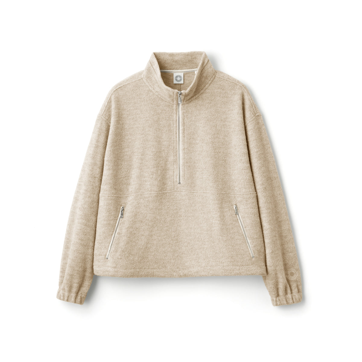 Napping Brushed Fleece Stand Collar Zip Pullover