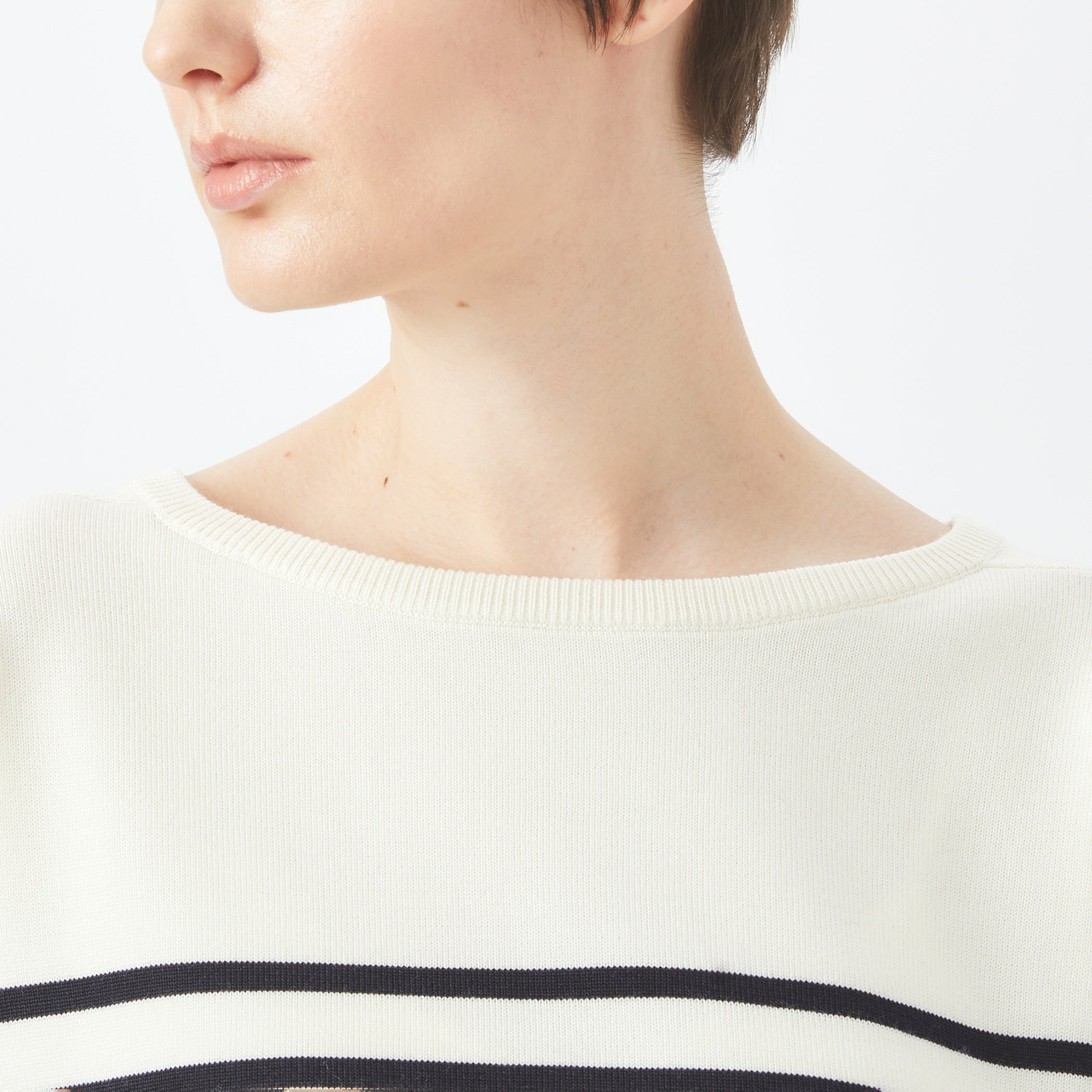 Women's Wool Plating Boat Neck Knit