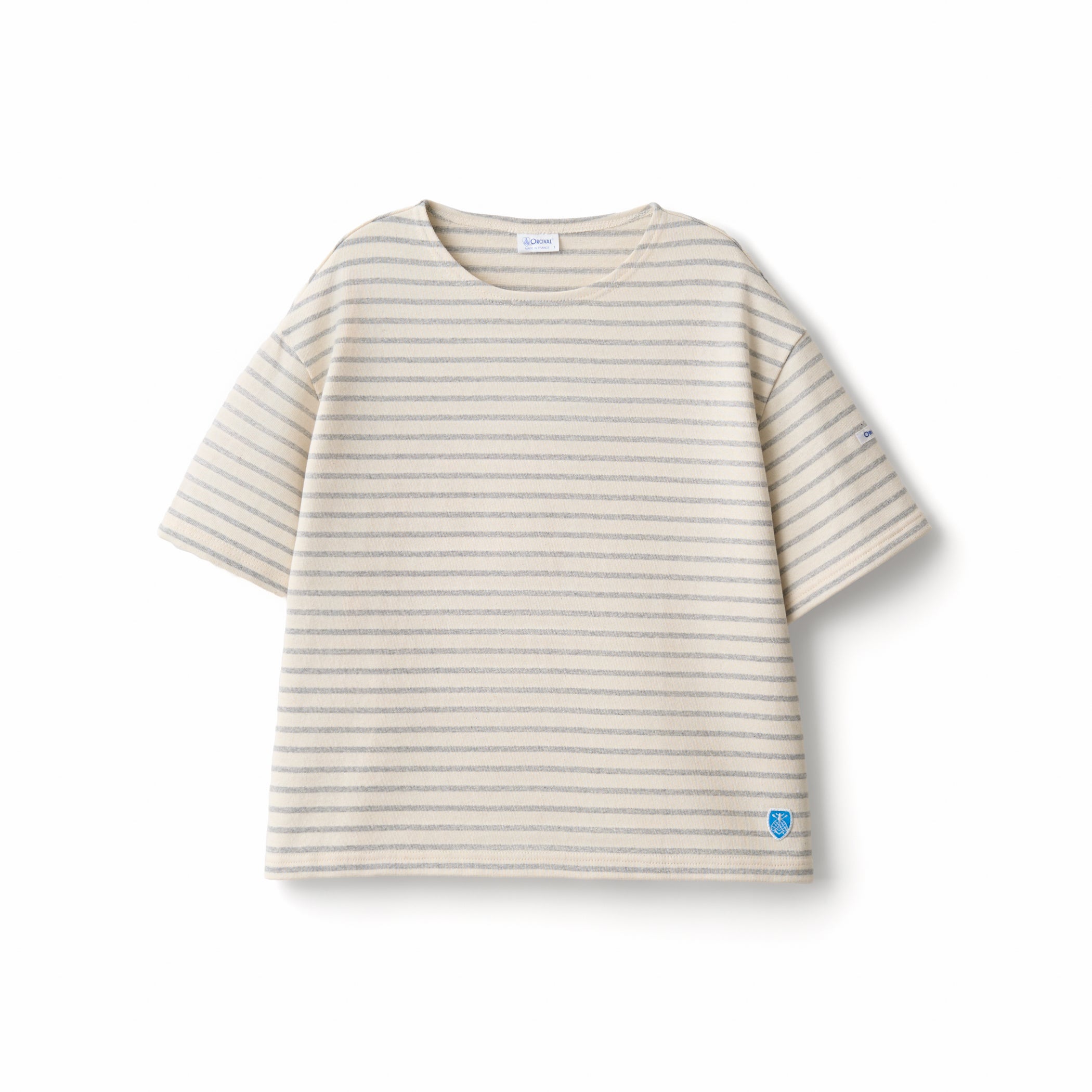 Women's Cotton Lourd Crew Neck Basque Shirt Narrow Border