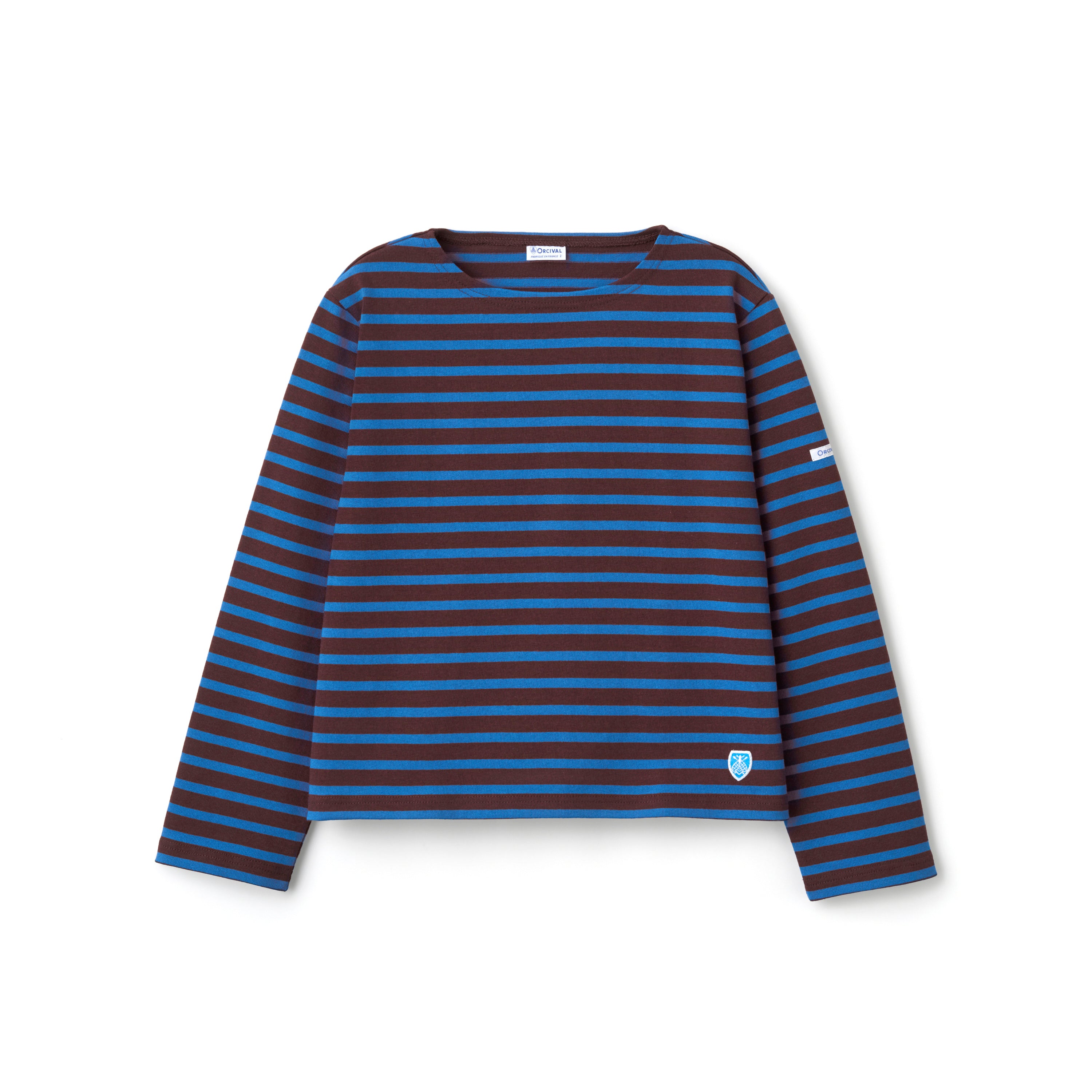 Women's Cotton Lourd Crew Neck Wide Basque Shirt Border