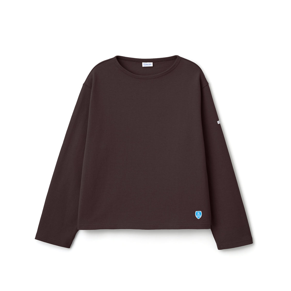 Women's Cotton Lourd Crew Neck Wide Basque Shirt Solid