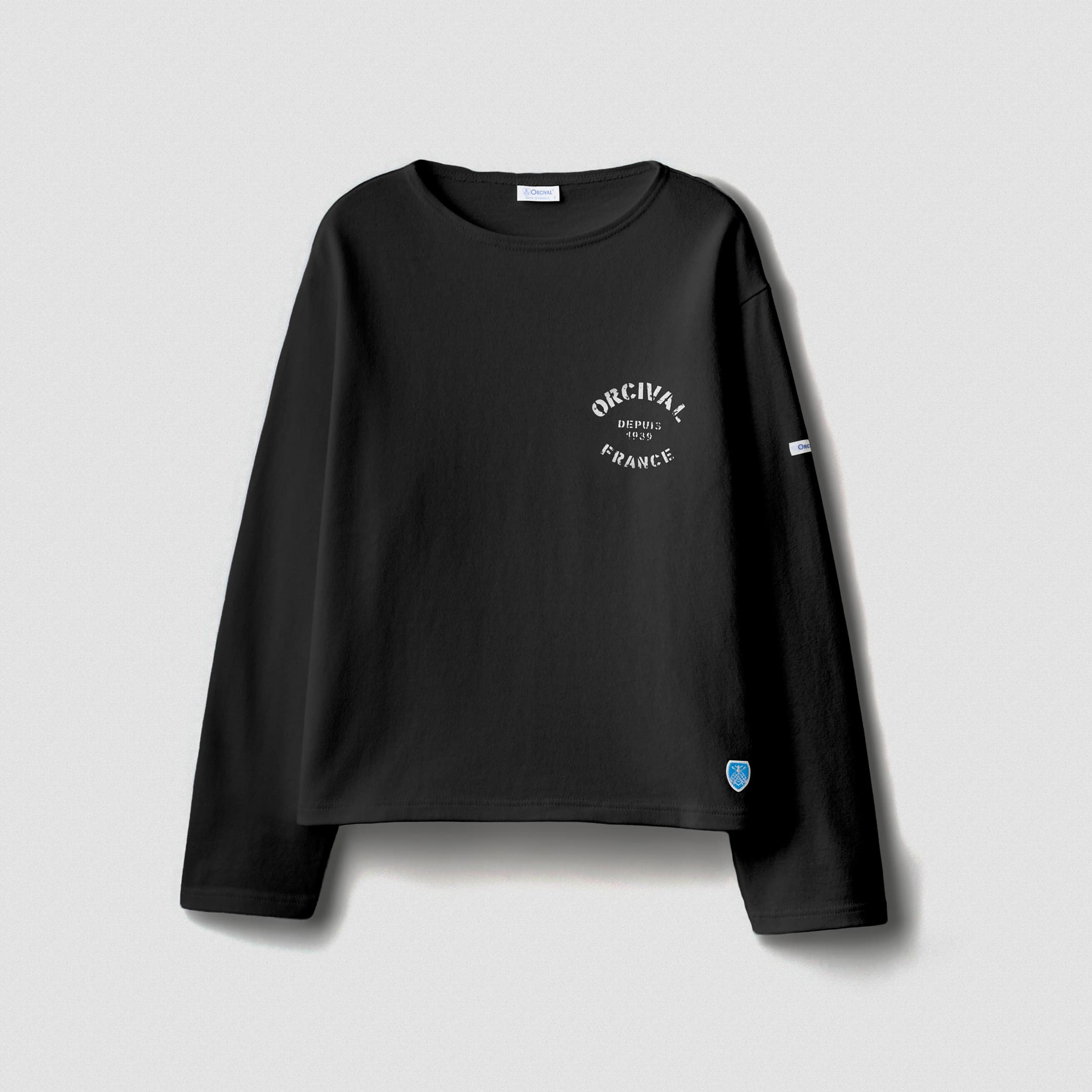 Women's Cotton Lourd Crew Neck Basque Shirt Logo Print