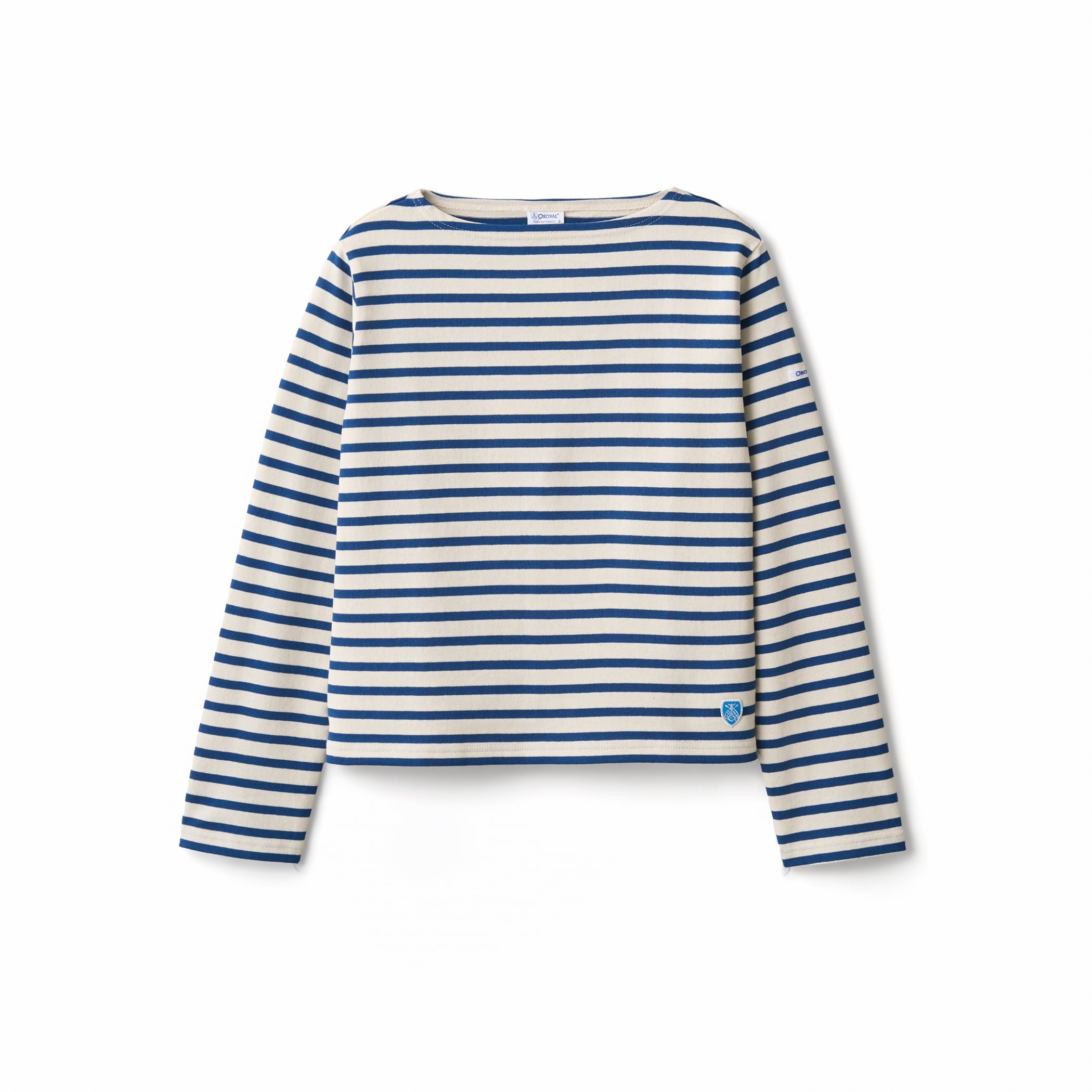 Women's Cotton Lourd Boat Neck Basque Shirt Border