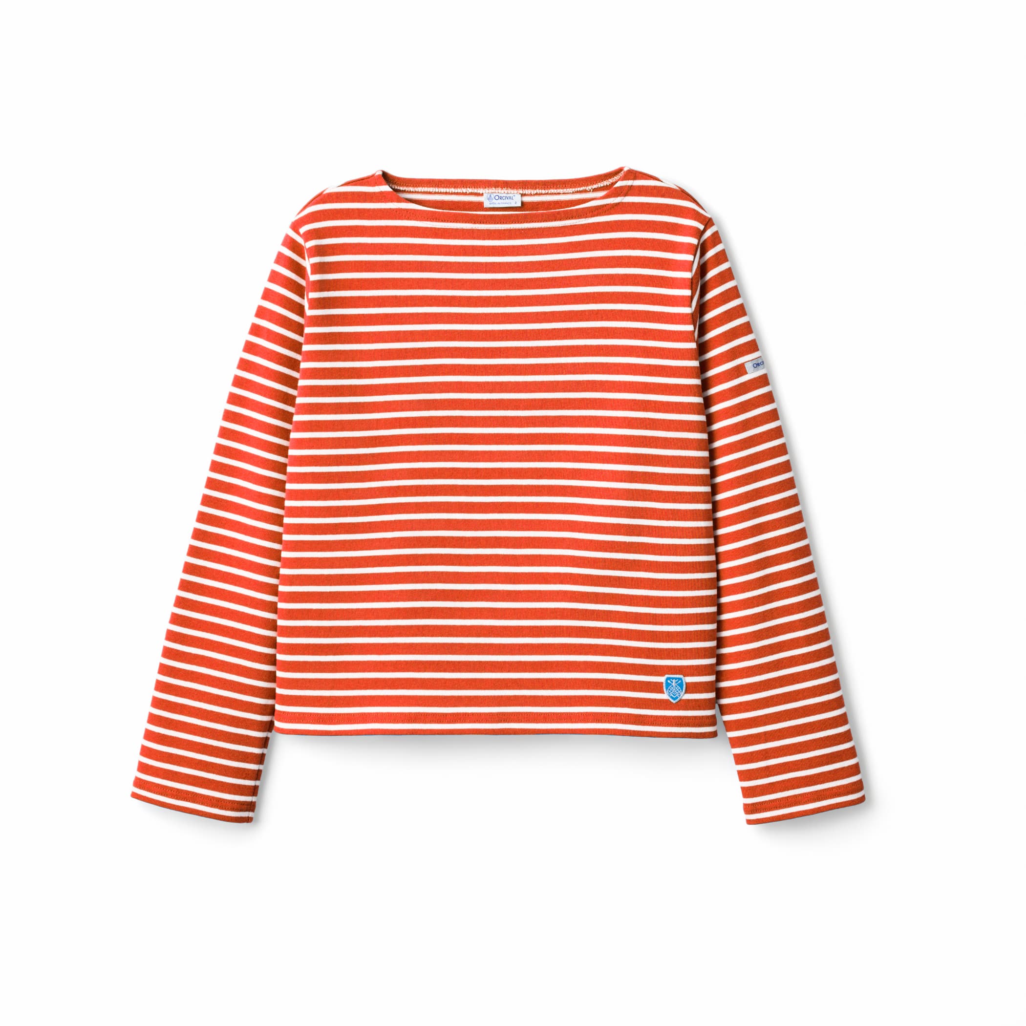 Women's Cotton Lourd Boat Neck Basque Shirt Narrow Border