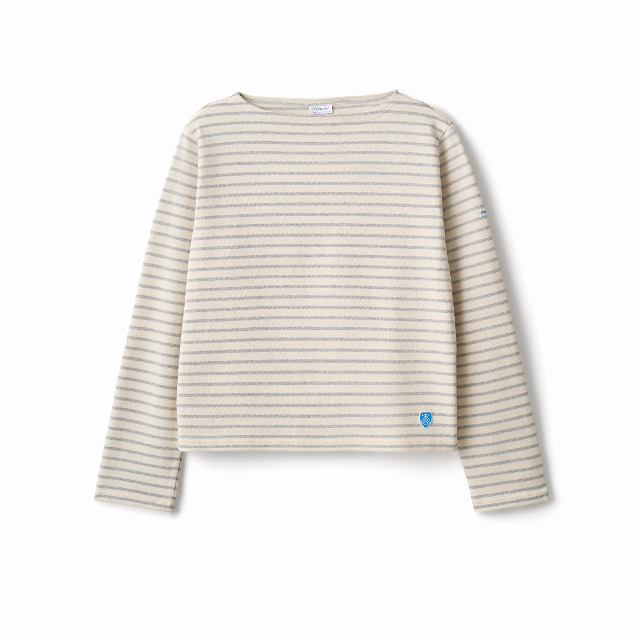 Women's Cotton Lourd Boat Neck Basque Shirt Narrow Border