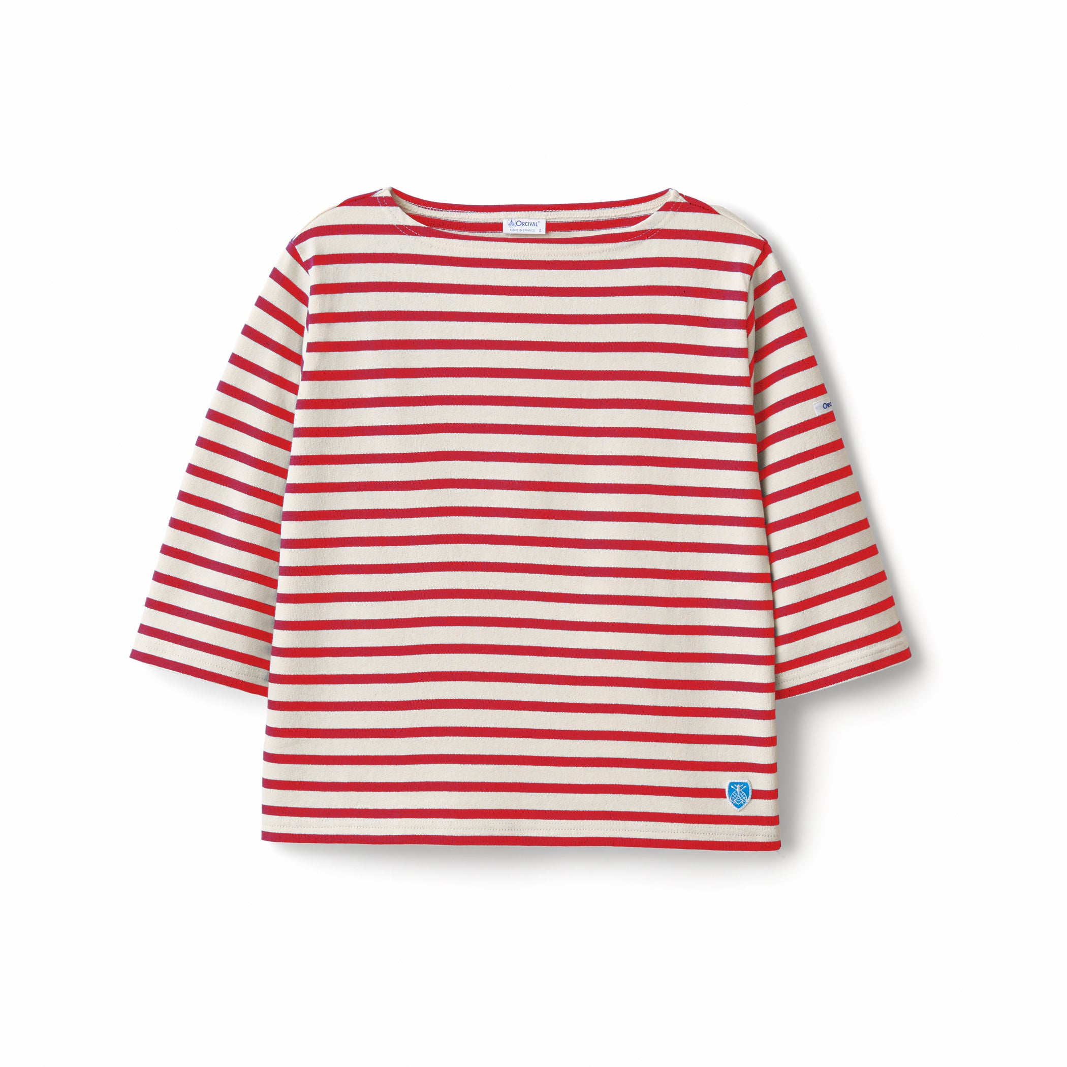 Women's Cotton Lourd Short Sleeve Boat Neck Basque Shirt Border