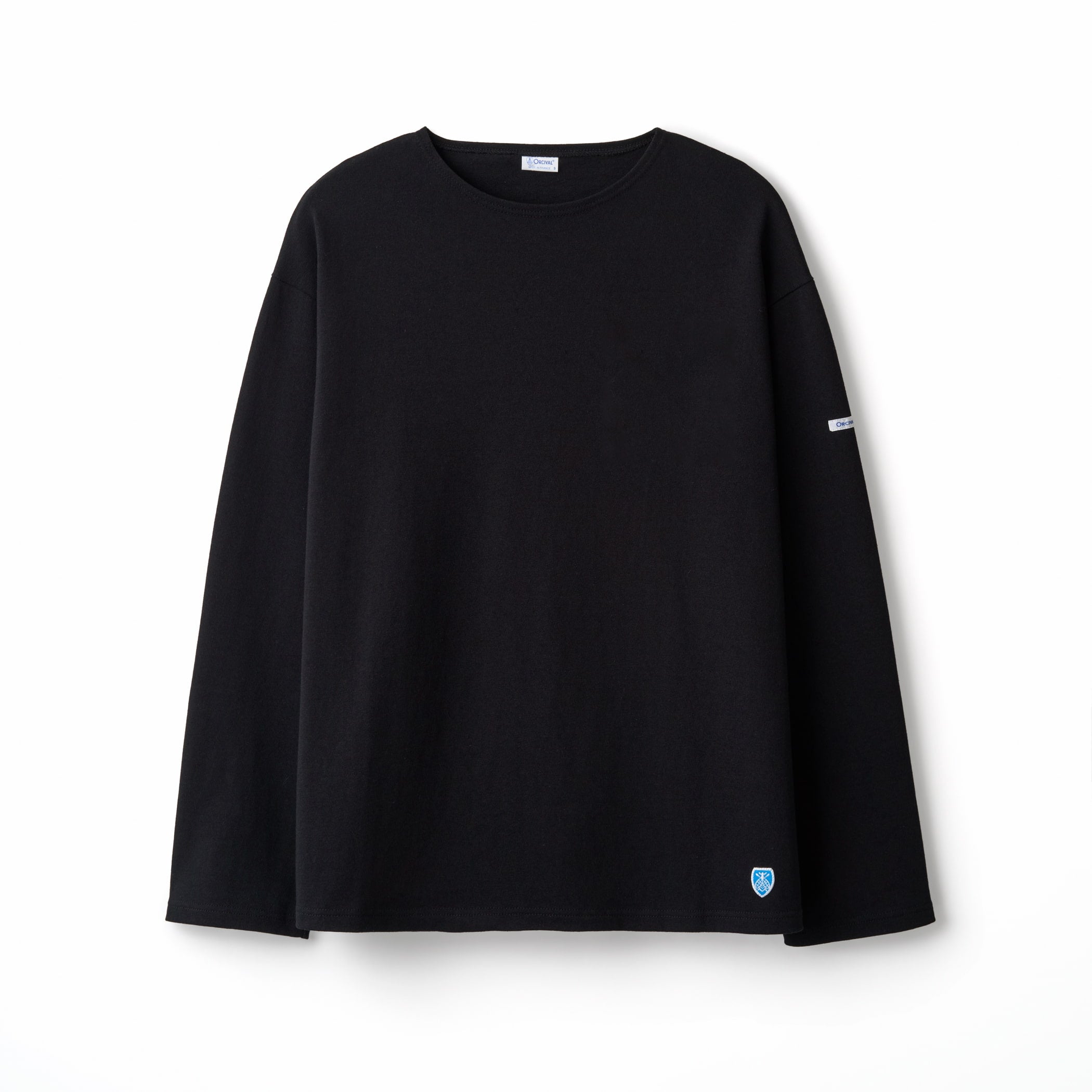 Men's Cotton Lourd Crew Neck Wide Basque Shirt Border