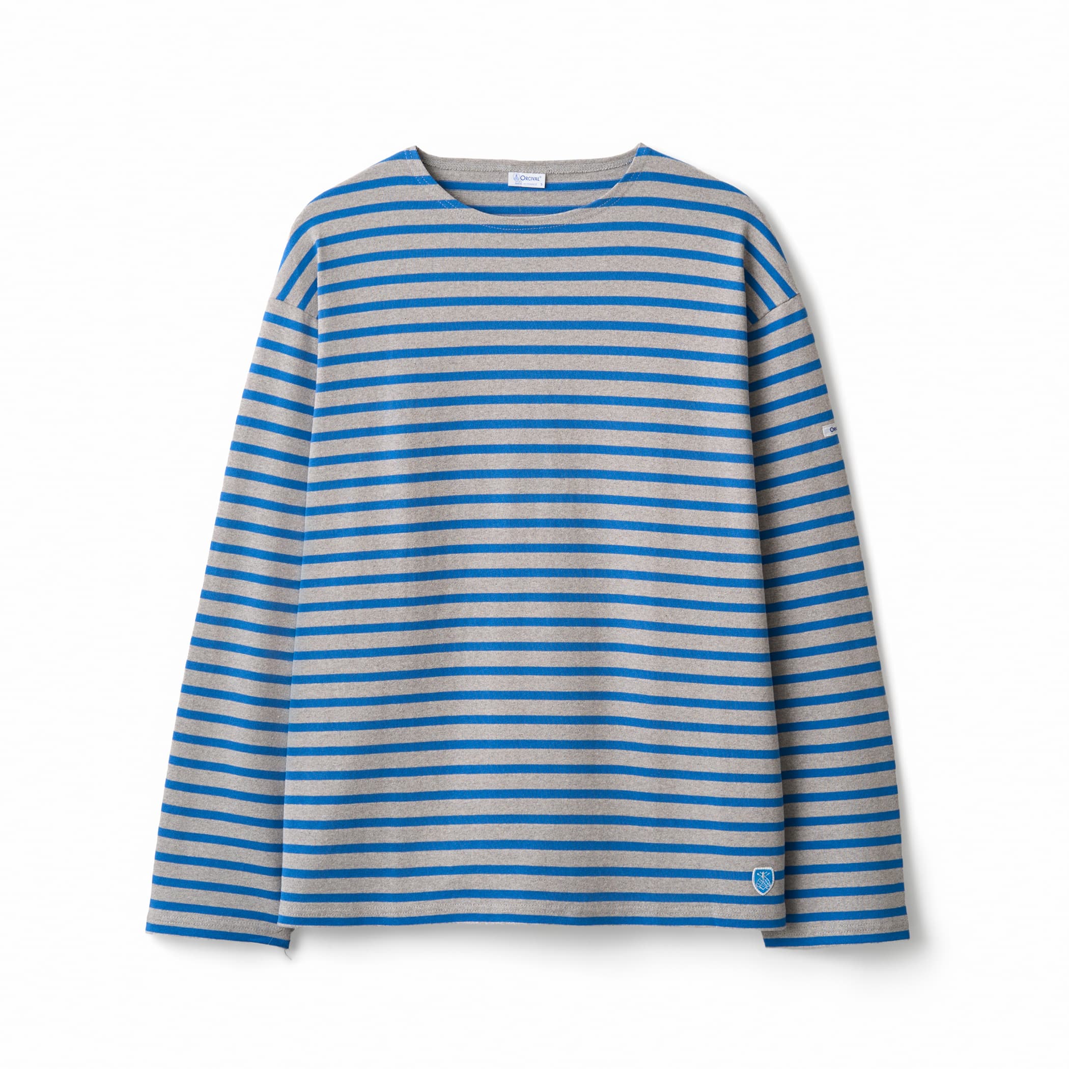 Men's Cotton Lourd Crew Neck Wide Basque Shirt Border