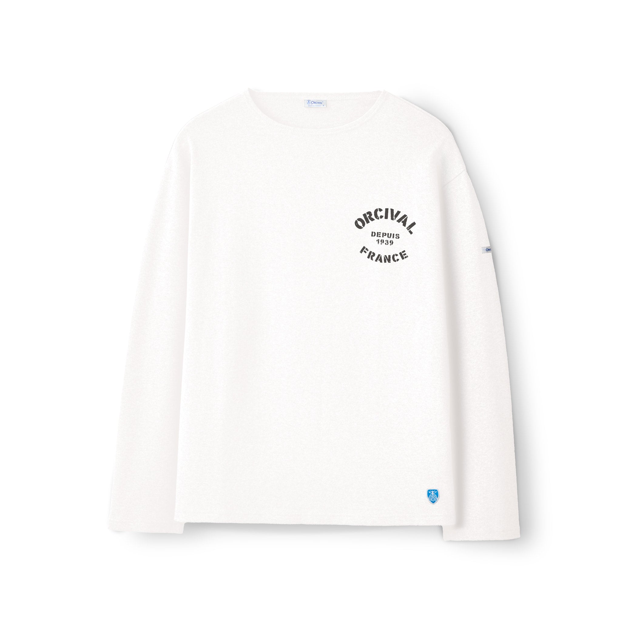 Men's Cotton Lourd Crew Neck Basque Shirt Logo Print