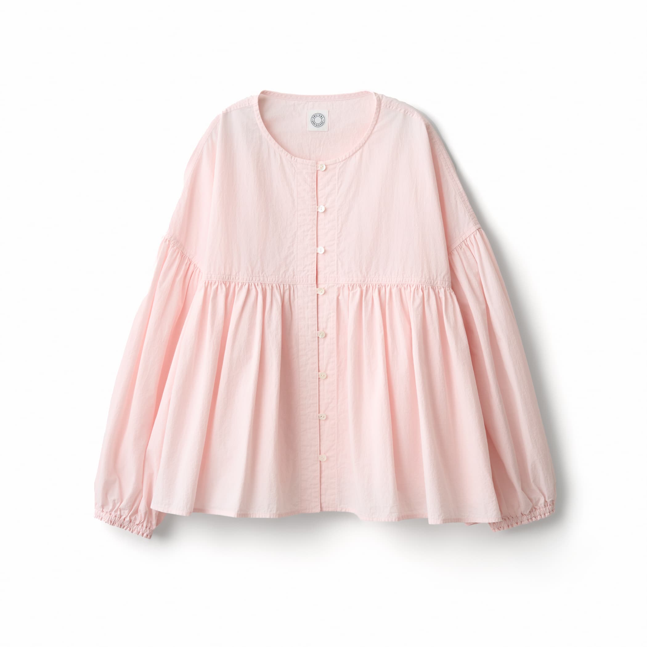 Women's Cotton Poplin Gathered Long Sleeve Outer Shirt