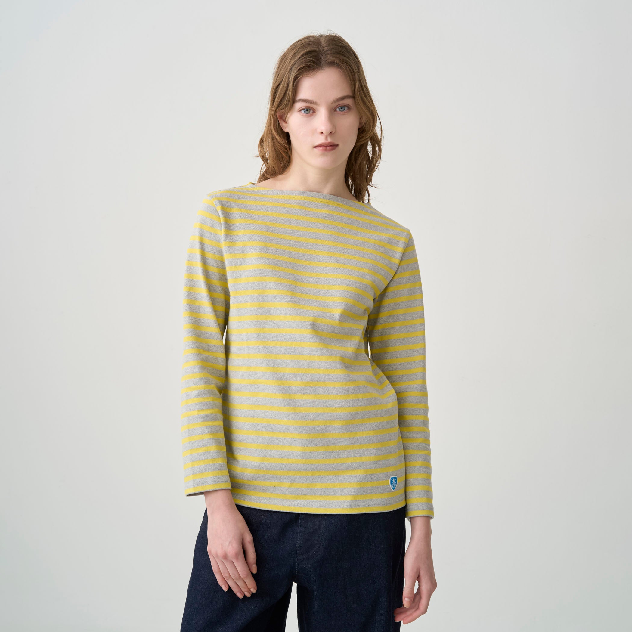 Cotton Lourd Boat Neck Basque Shirt Border