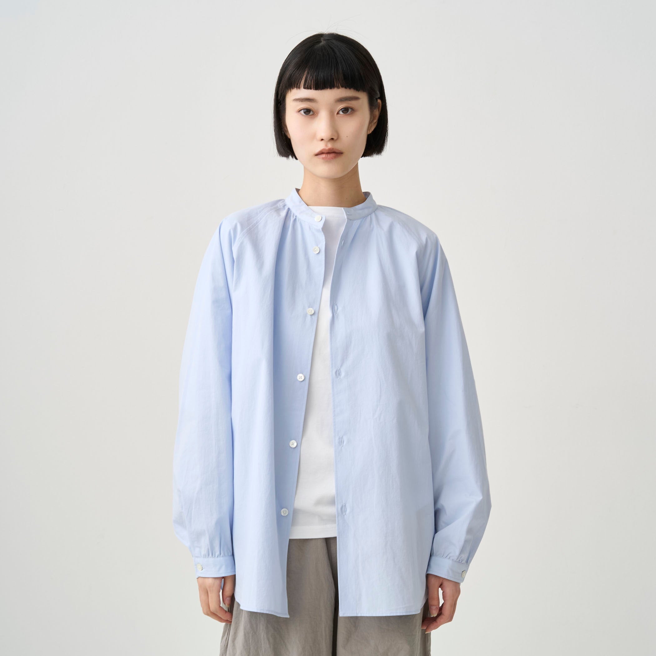 Women's Cotton Band Collar Shirt