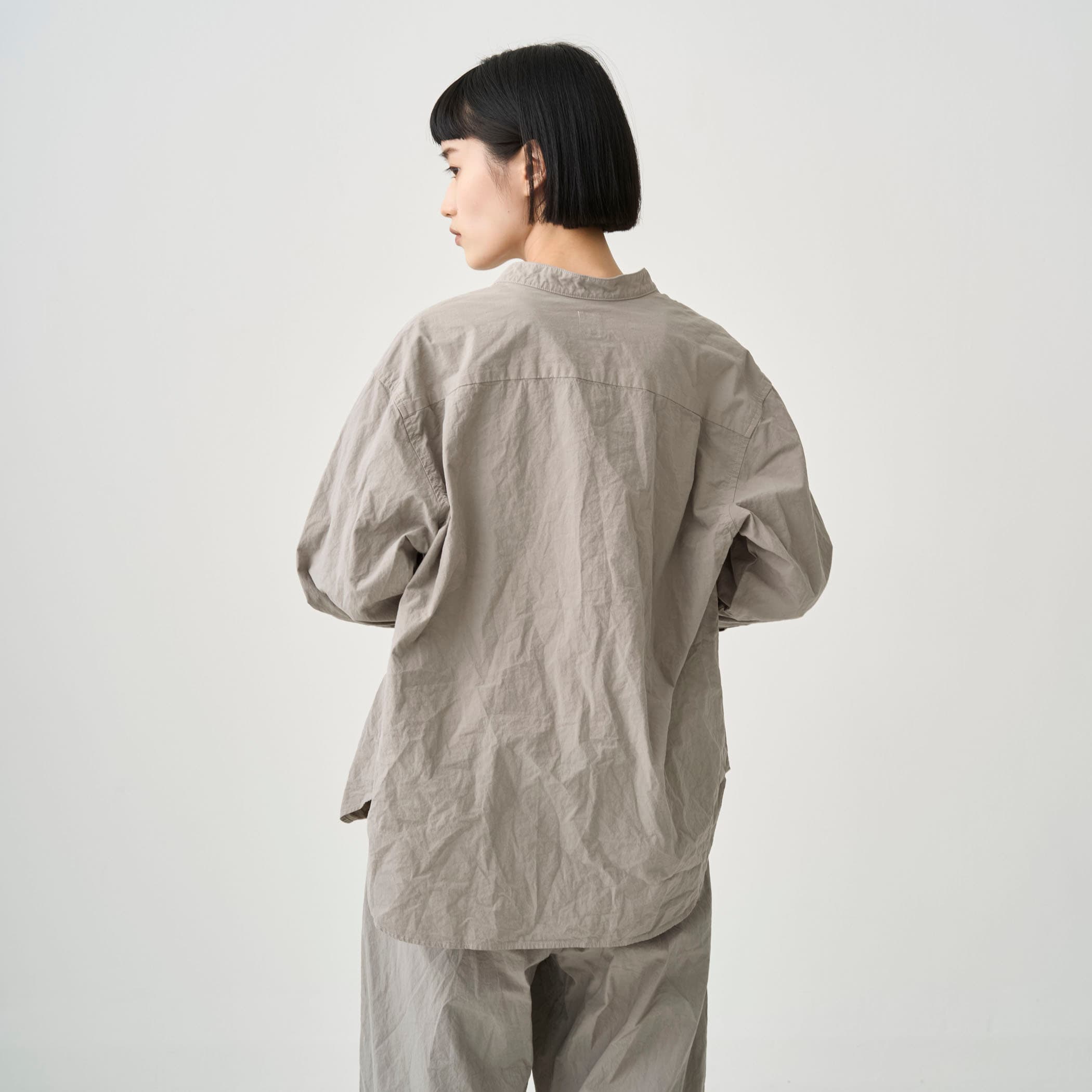 Garment Dye Poplin Band Collar Shirt