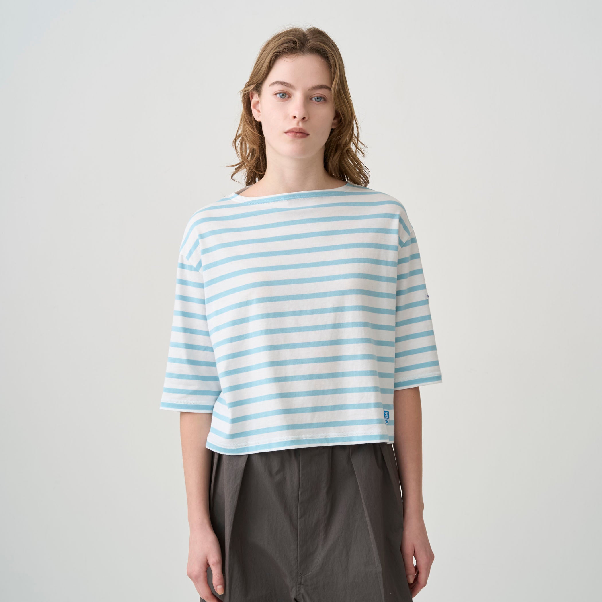 Women's Cotton Leger Boat Neck Half Sleeve Basque Shirt