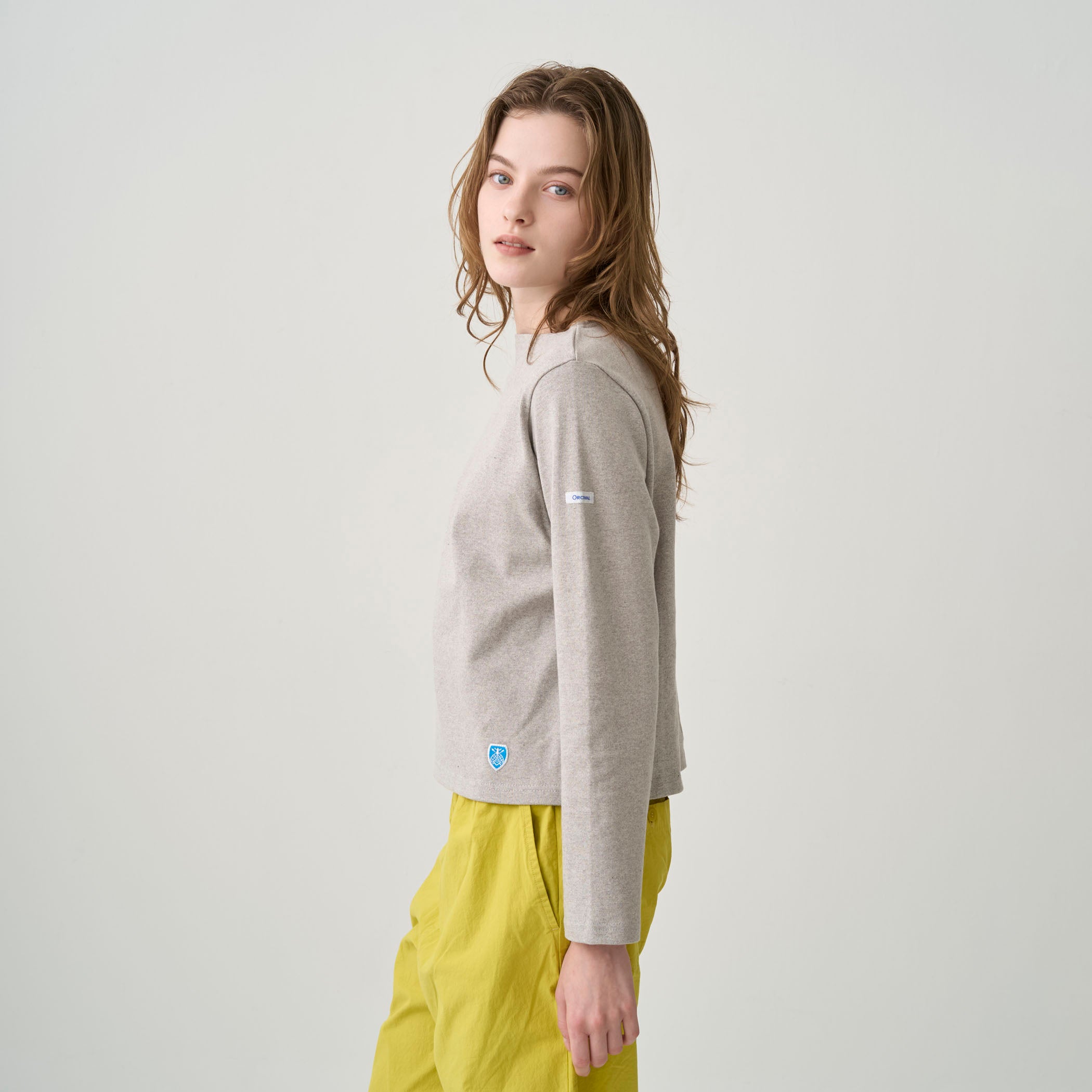 Women's Cotton Lourd Boat Neck Basque Shirt Solid