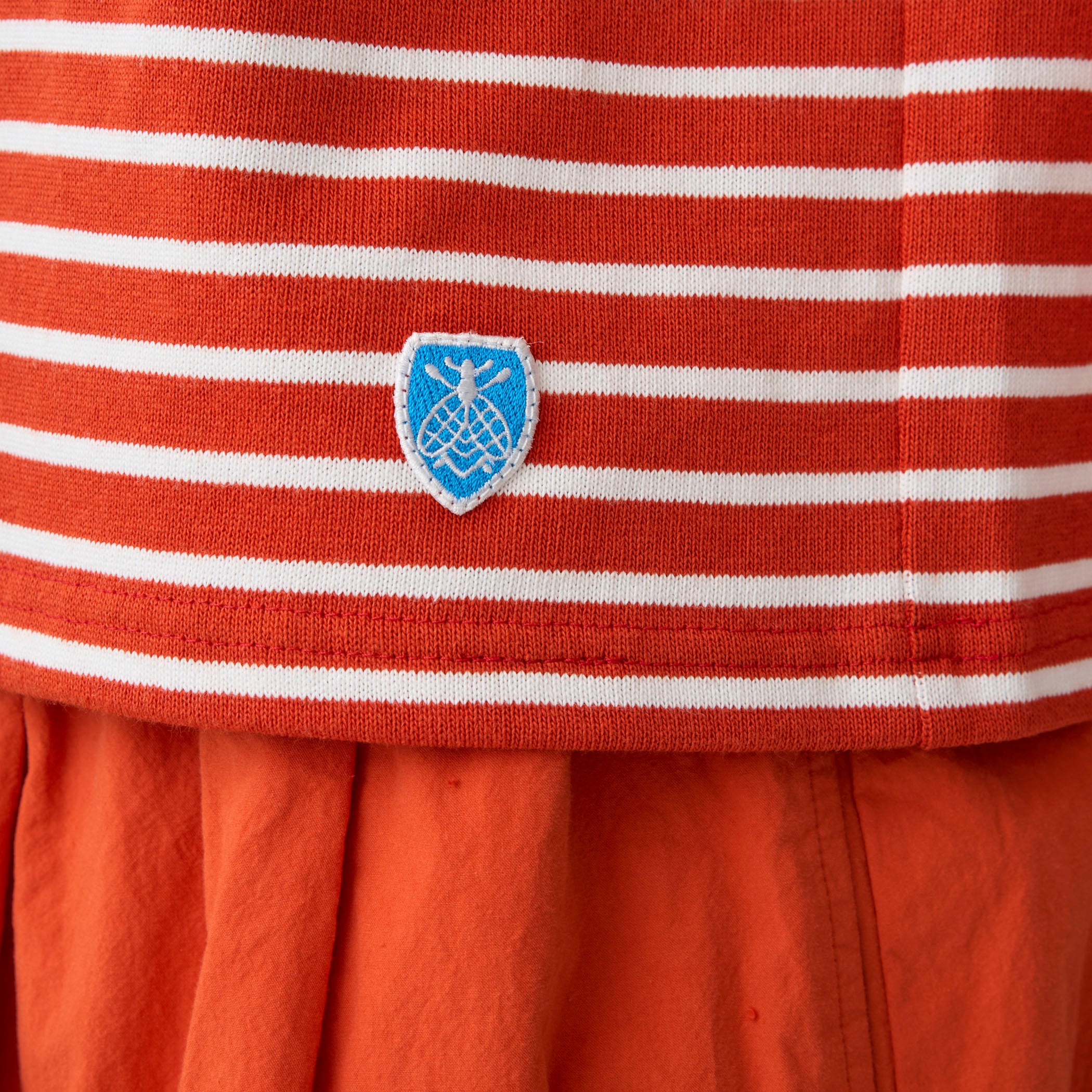 Women's Cotton Lourd Boat Neck Basque Shirt Narrow Border