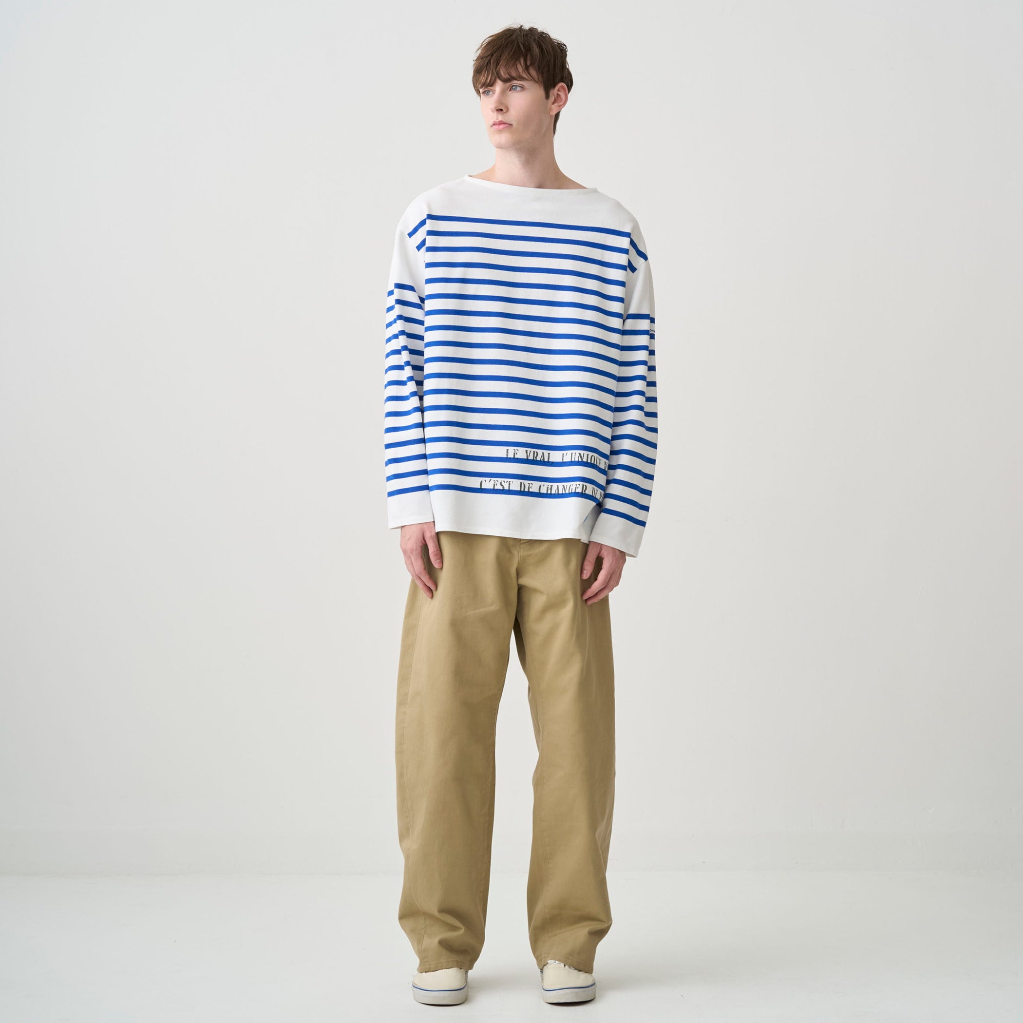 Men's Rachel Printed Boat Neck Wide Basque Shirt