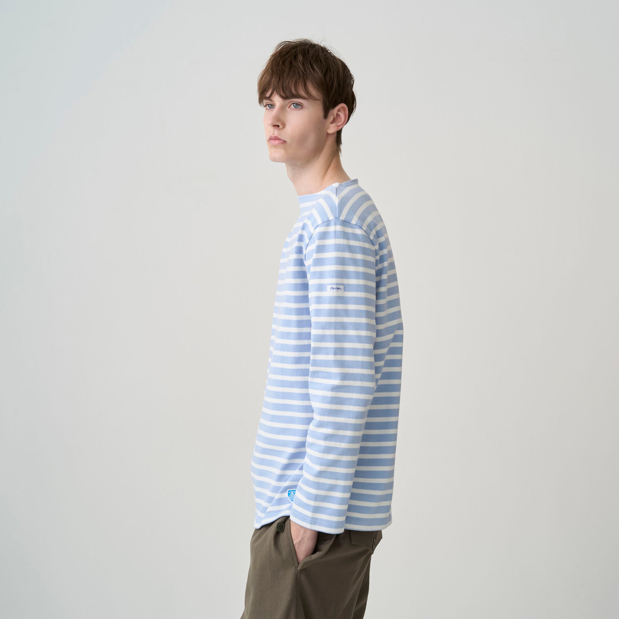 Cotton Lourd Boat Neck Basque Shirt Border