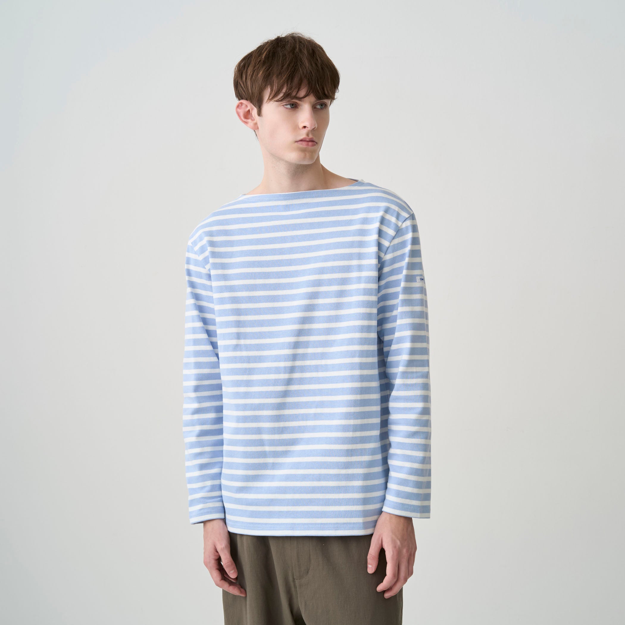 Cotton Lourd Boat Neck Basque Shirt Border