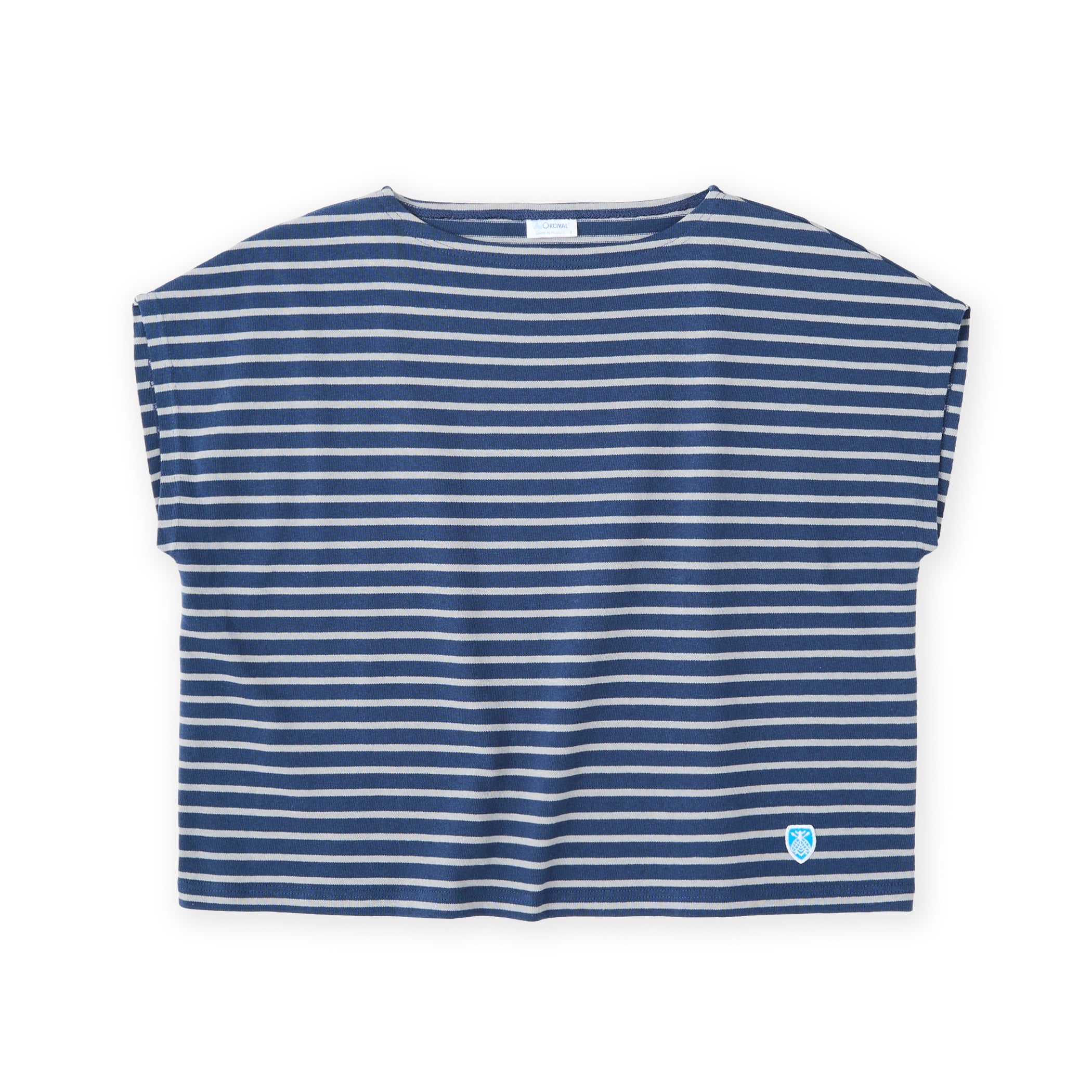 Women's Cotton Lourd French Sleeve Basque Shirt Narrow Stripe