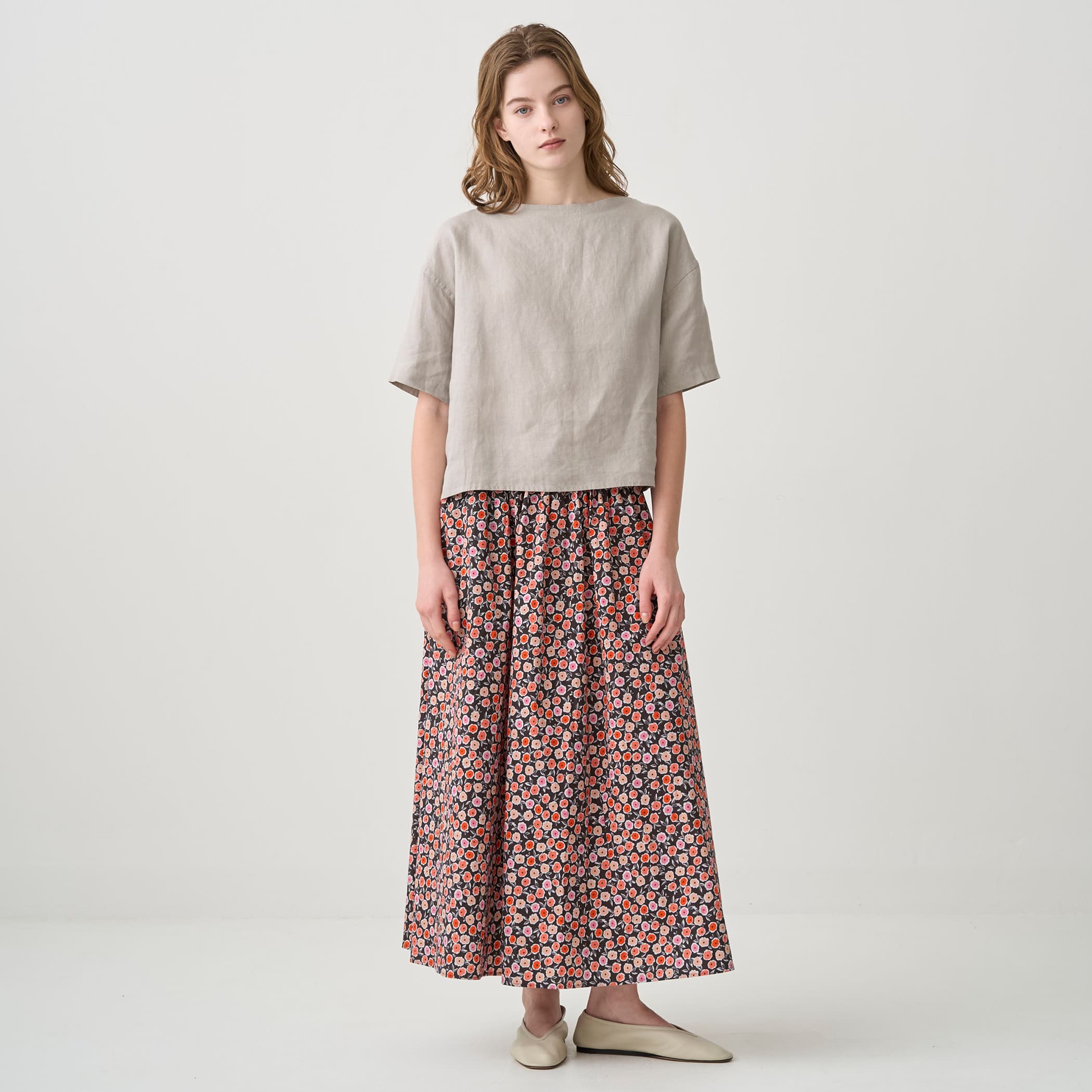 Women's French Printed Poplin A-line Skirt