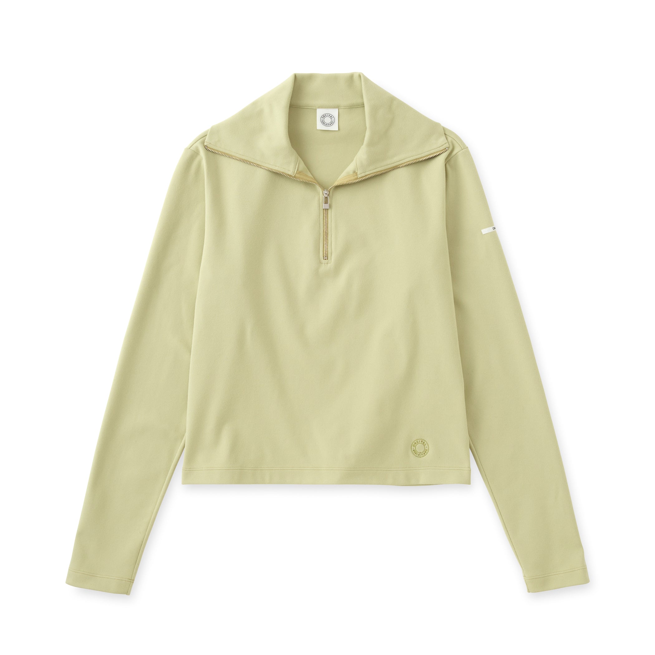 Women's Polyester Brushed Stretch Rib Half Zip Knit