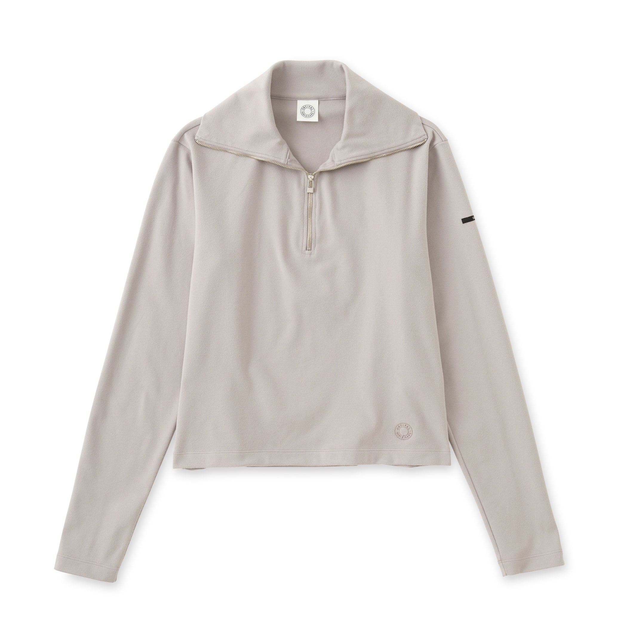 Women's Polyester Brushed Stretch Rib Half Zip Knit