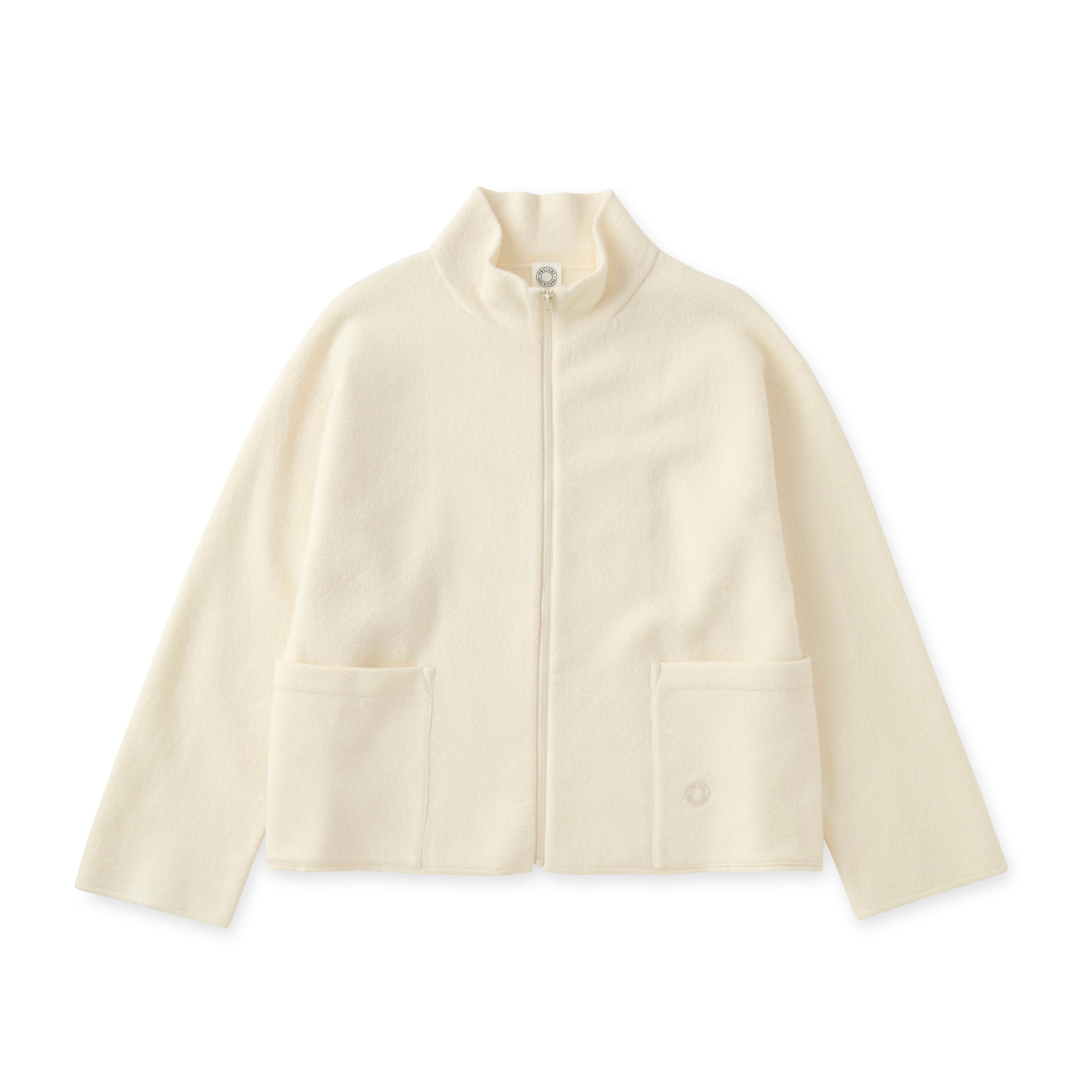 Boiled Wool Jersey Knit Zip Cardigan