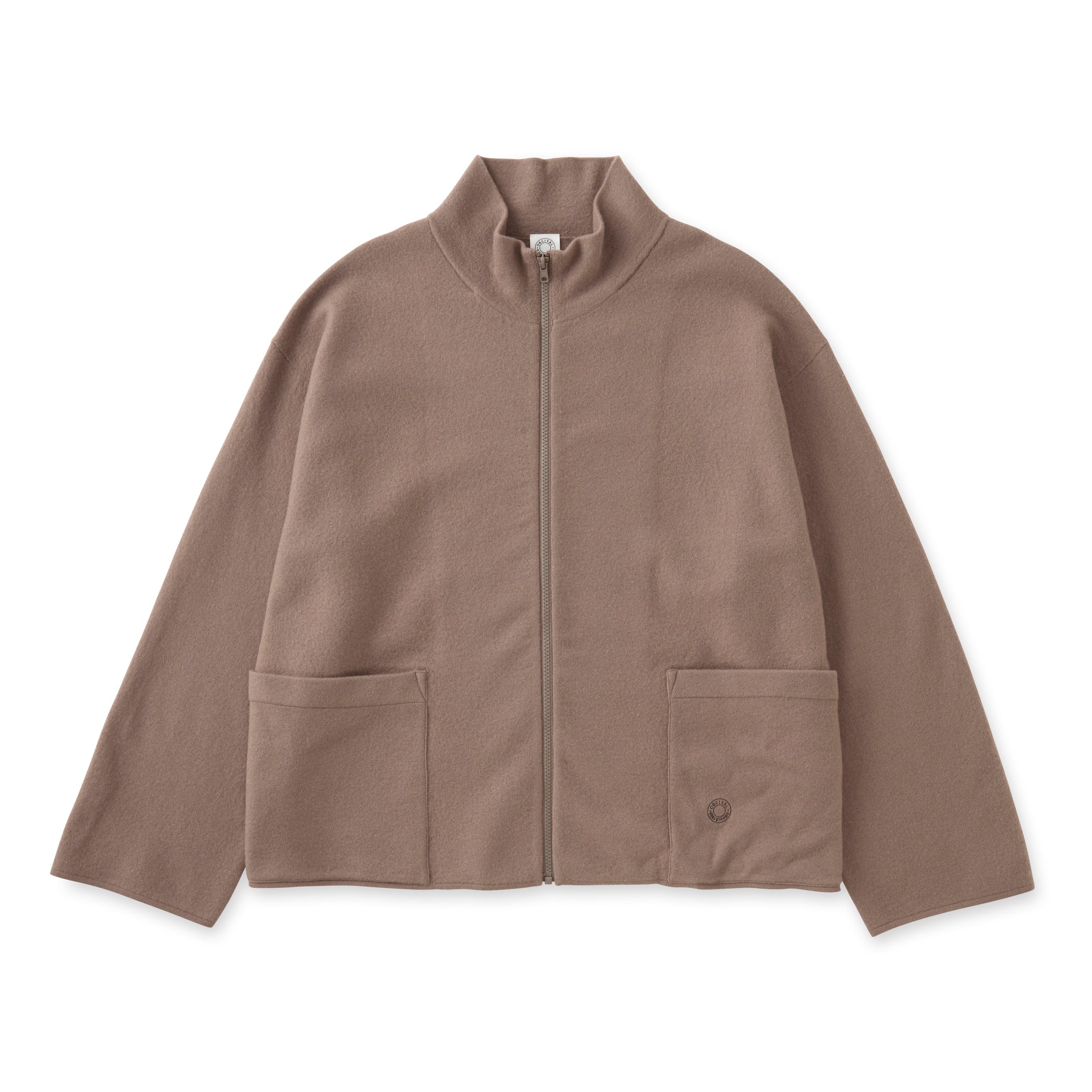 Boiled Wool Jersey Knit Zip Cardigan