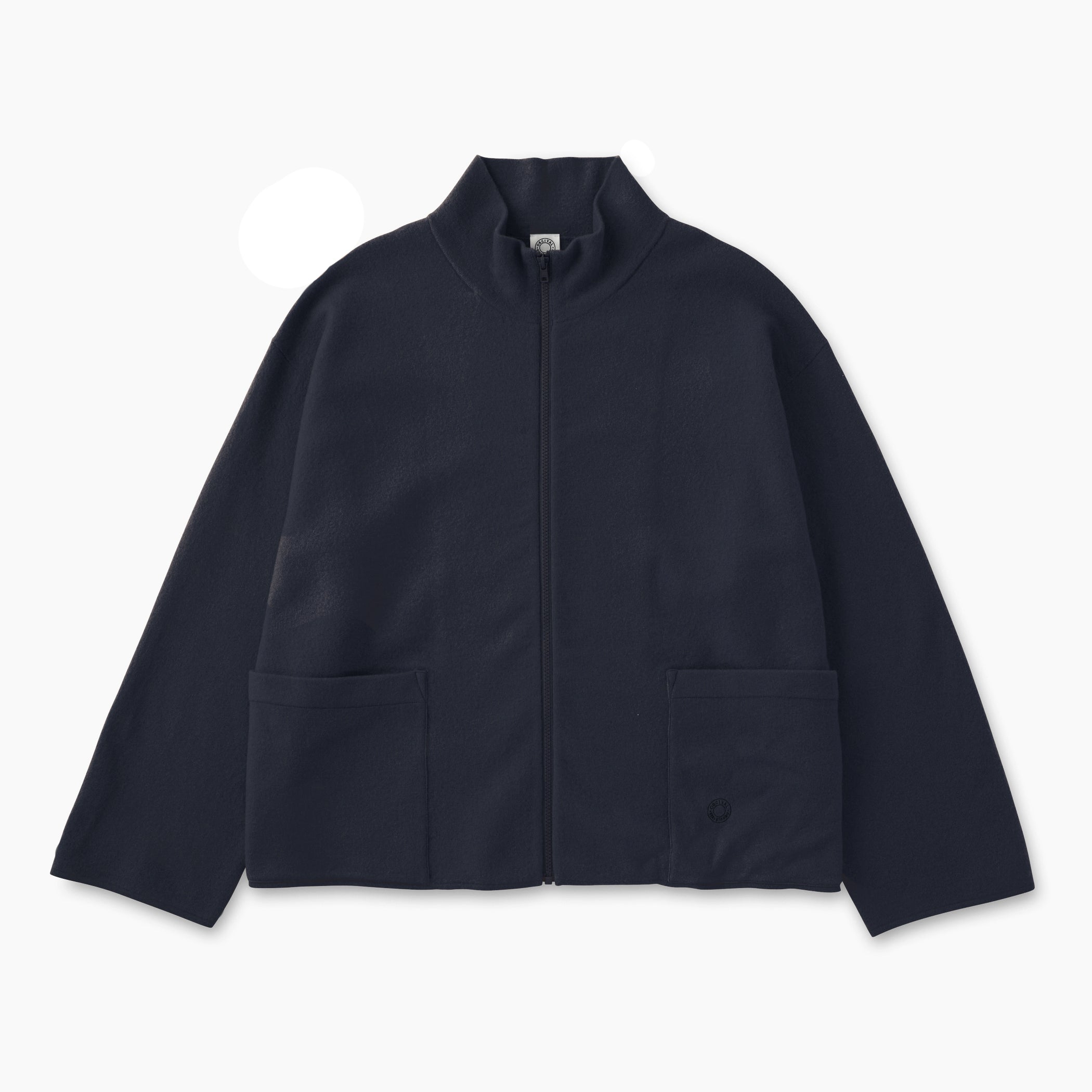 Boiled Wool Jersey Knit Zip Cardigan