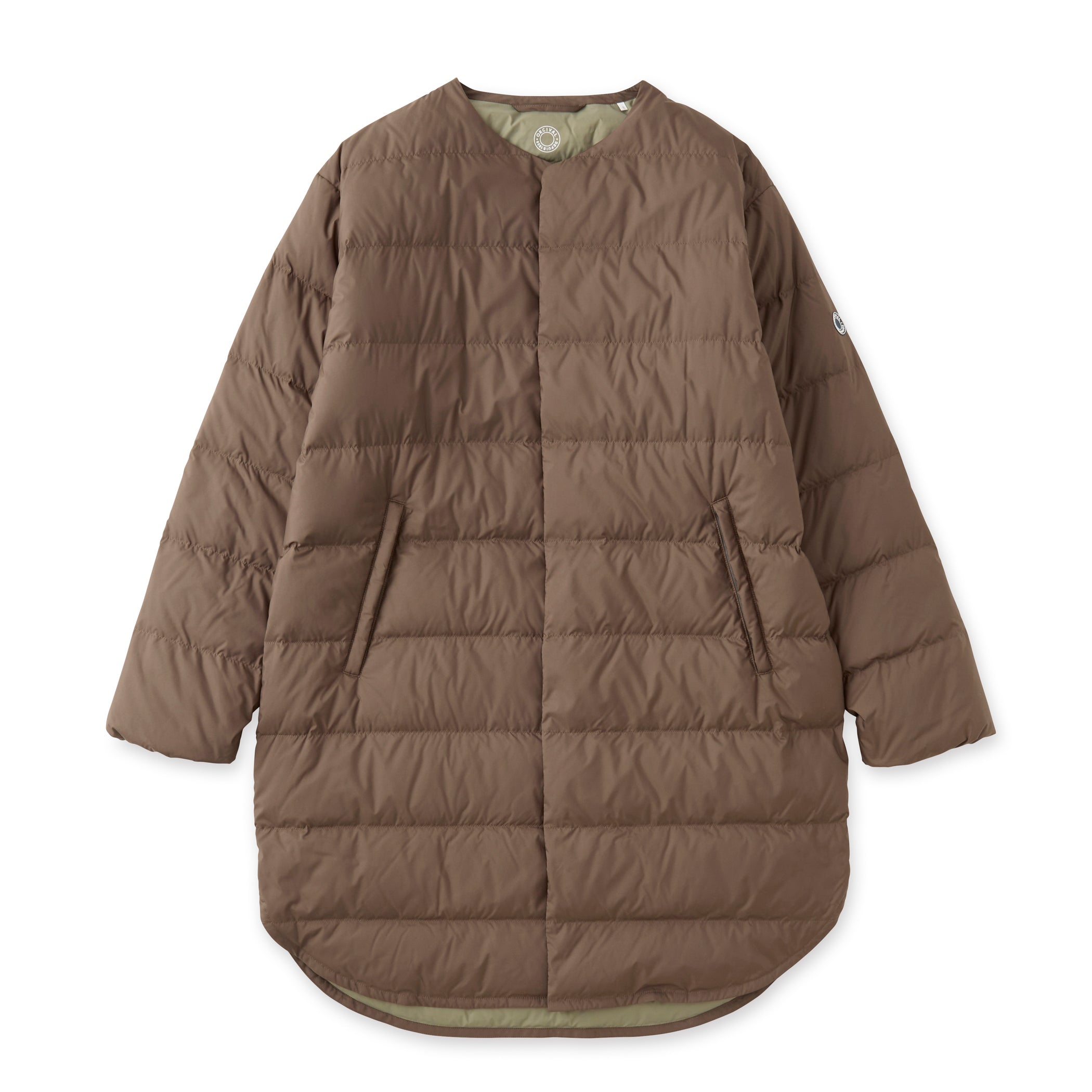 Women's Polyester Taffeta Round Neck Long Coat