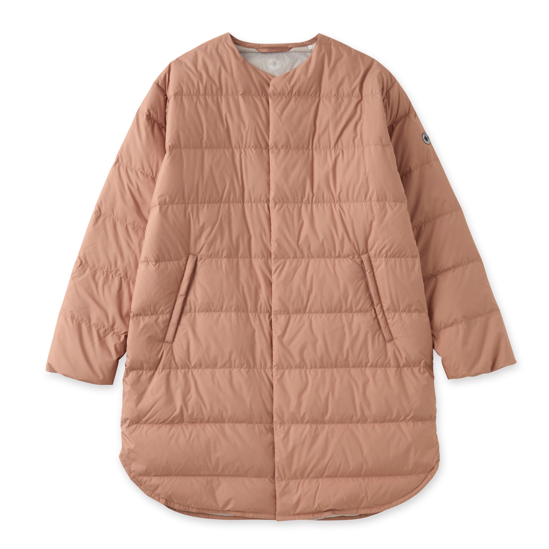 Women's Polyester Taffeta Round Neck Long Coat