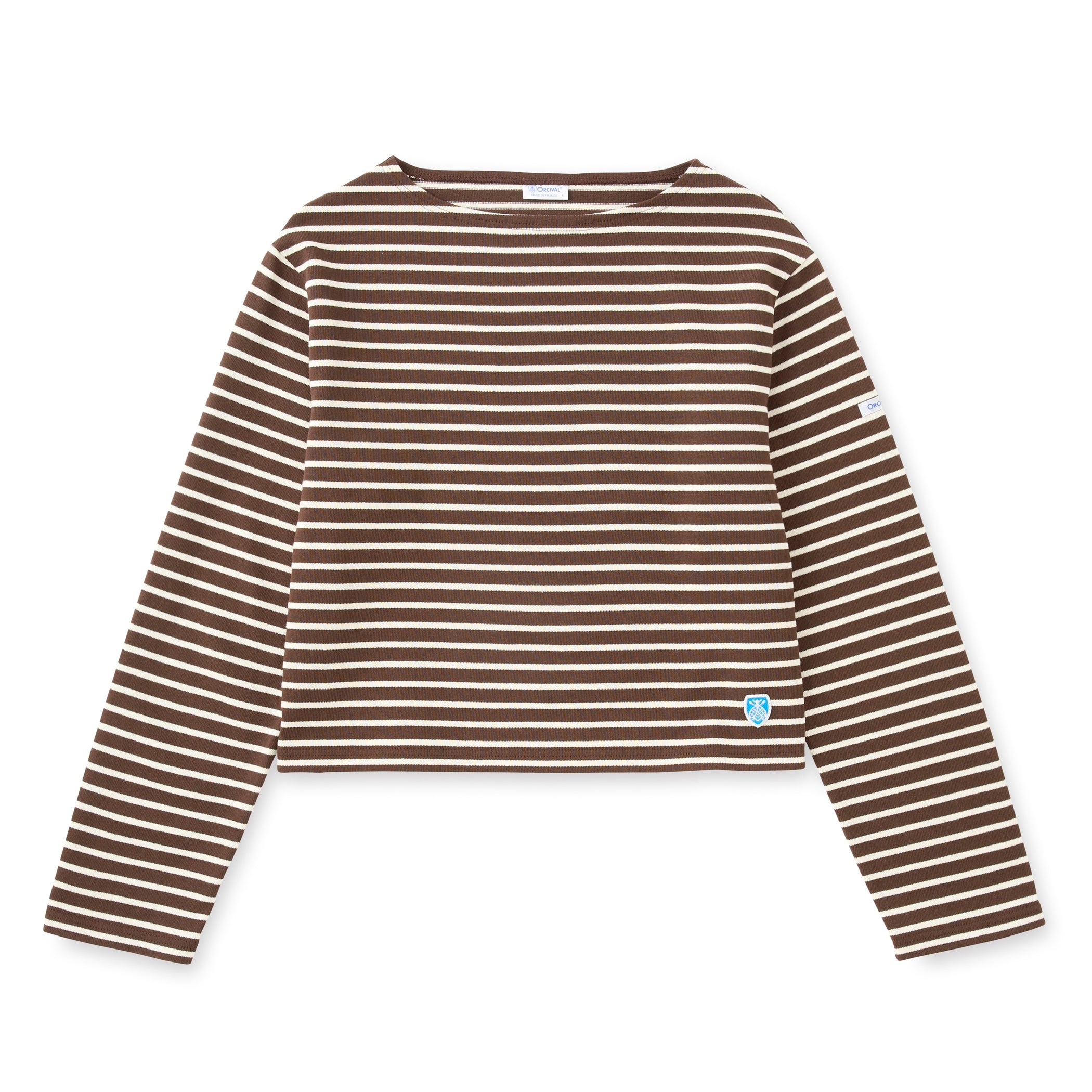 Women's Cotton Lourd Cropped Basque Shirt Narrow Stripe