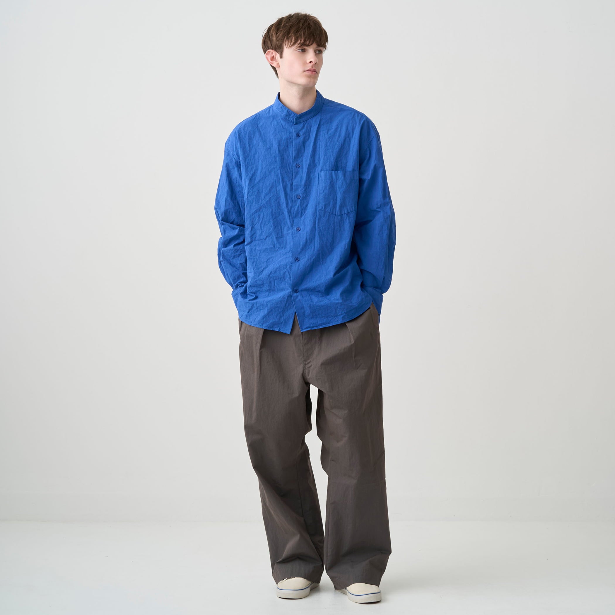 Cotton Nylon Twill Wide Easy Pants