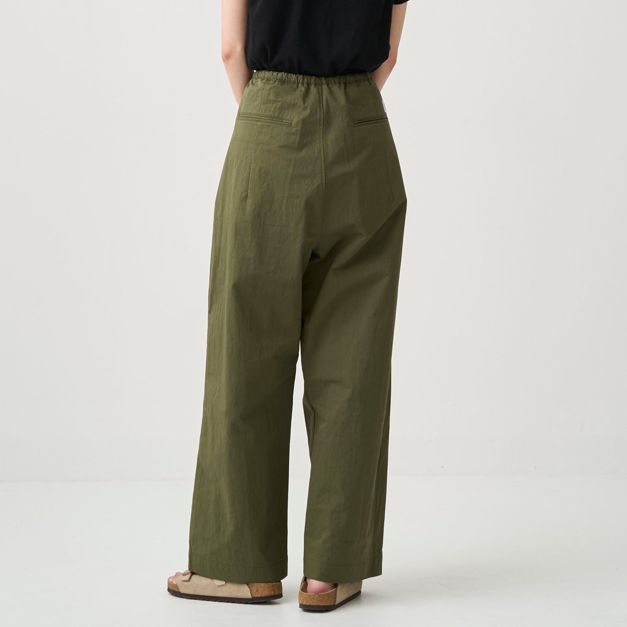Cotton Nylon Twill Wide Easy Pants