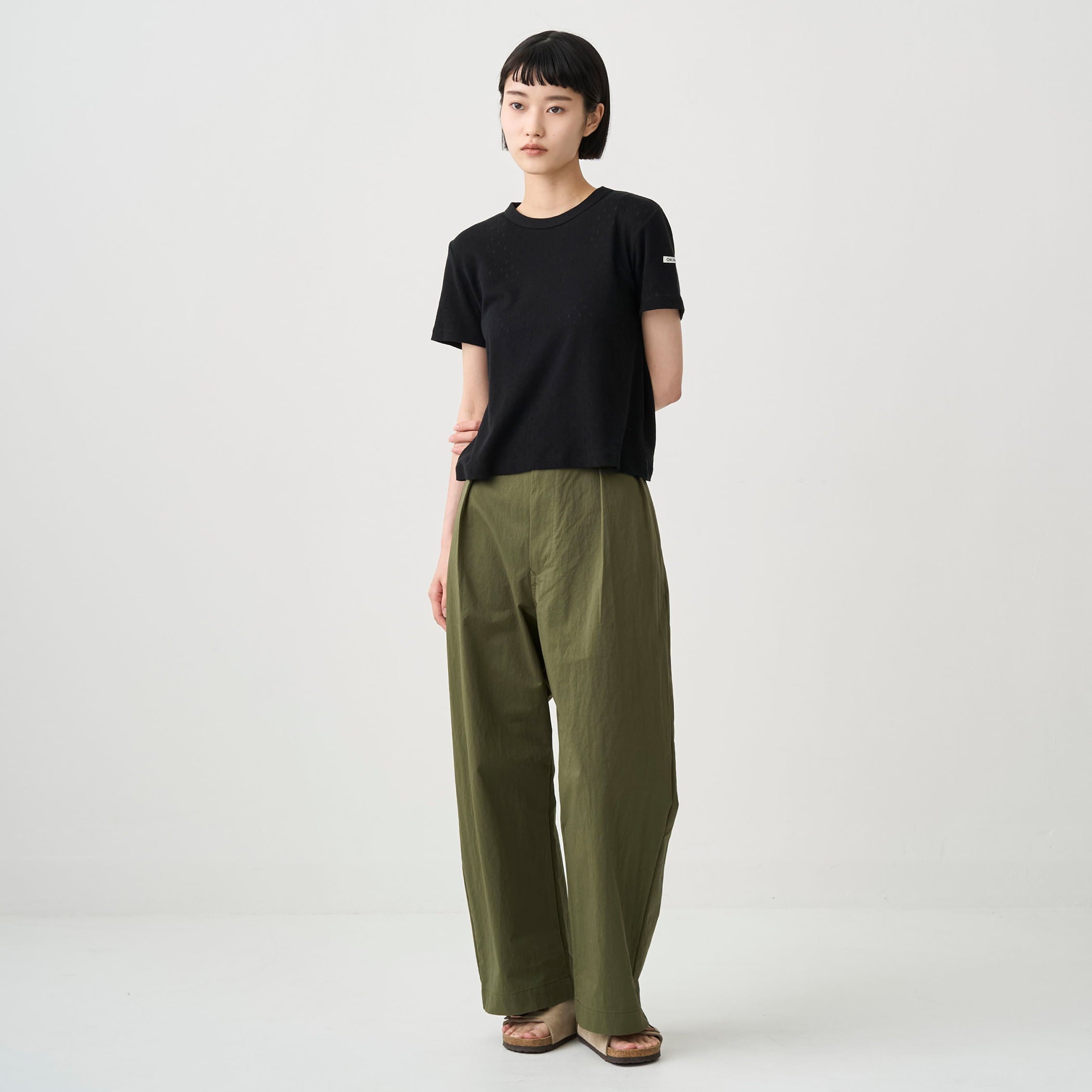 Cotton Nylon Twill Wide Easy Pants