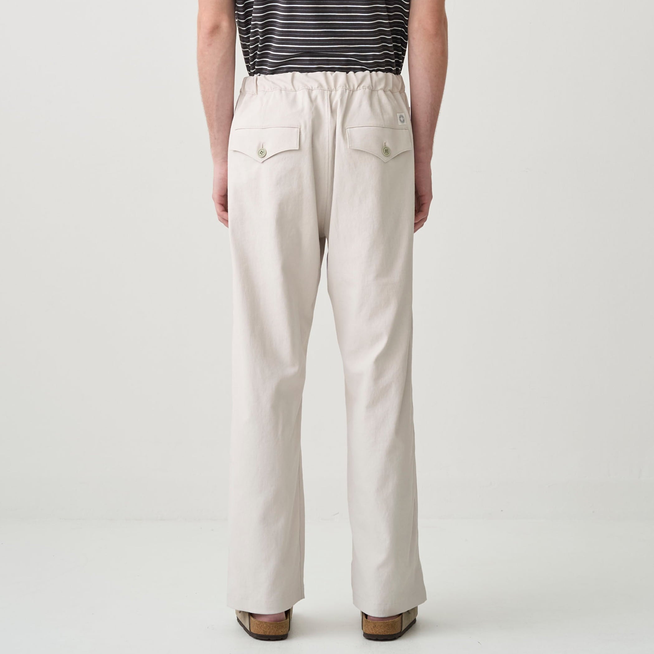 Men's Polyester Cotton-Linen Oxford Flap Pocket Wide Pants