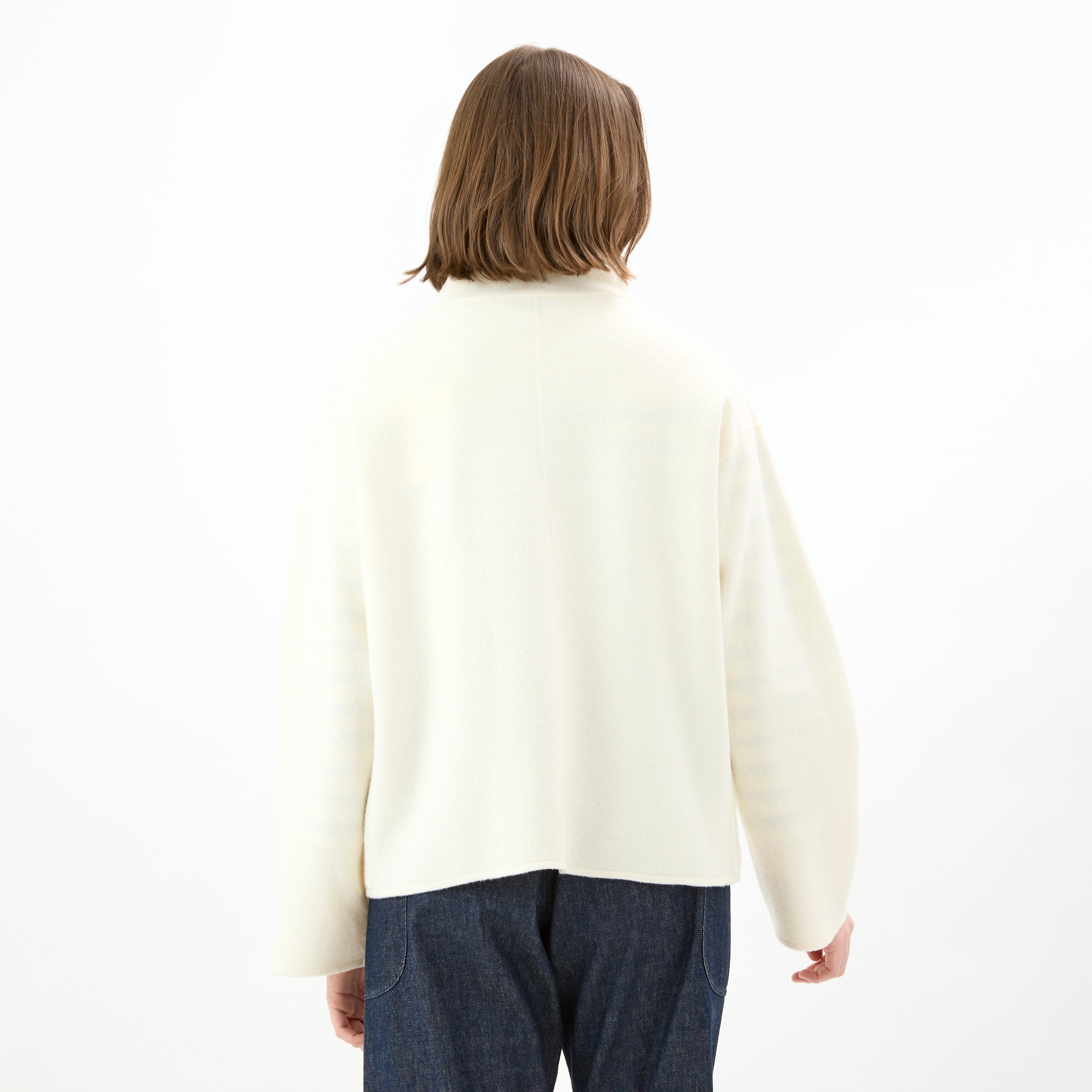 Boiled Wool Jersey Knit Zip Cardigan