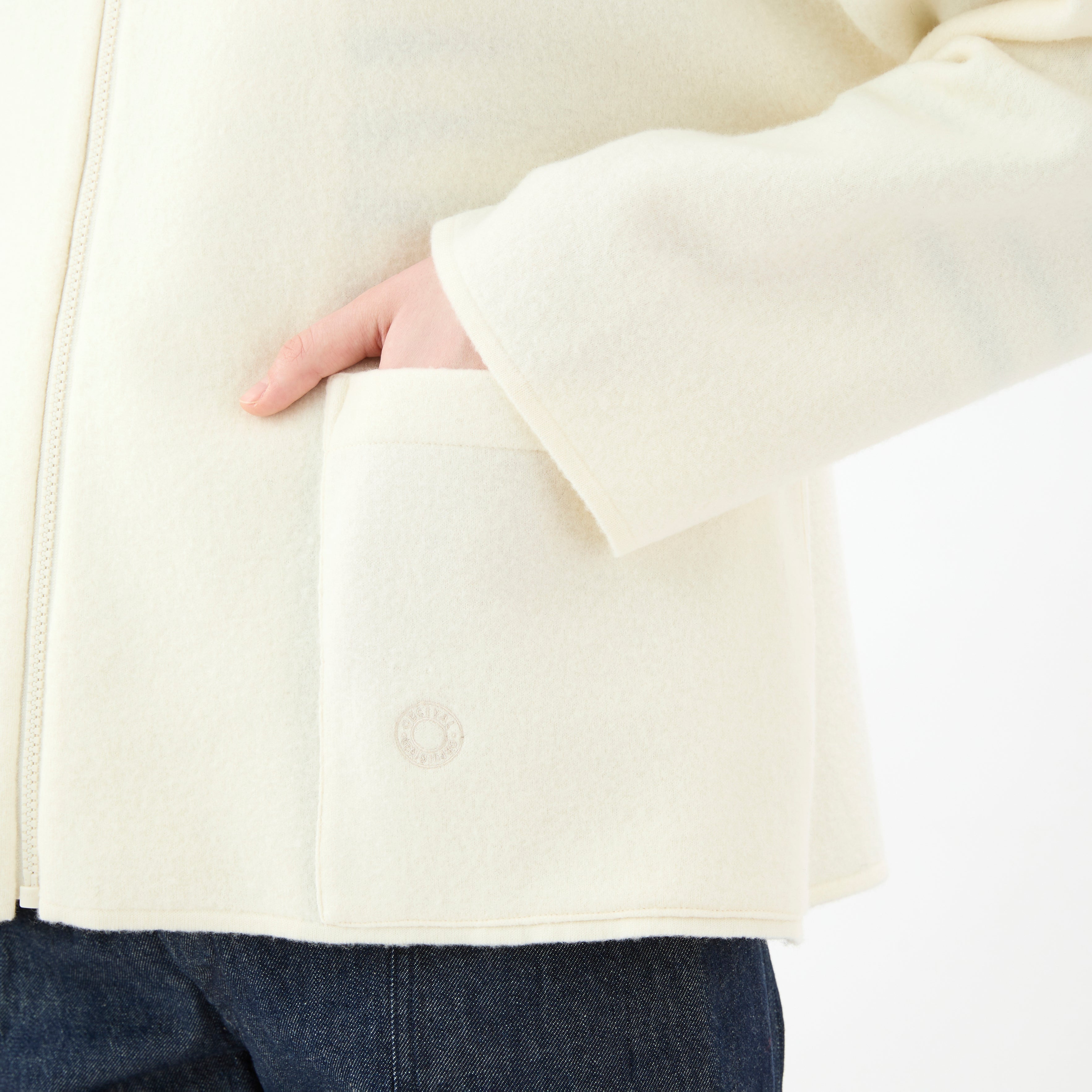 Boiled Wool Jersey Knit Zip Cardigan