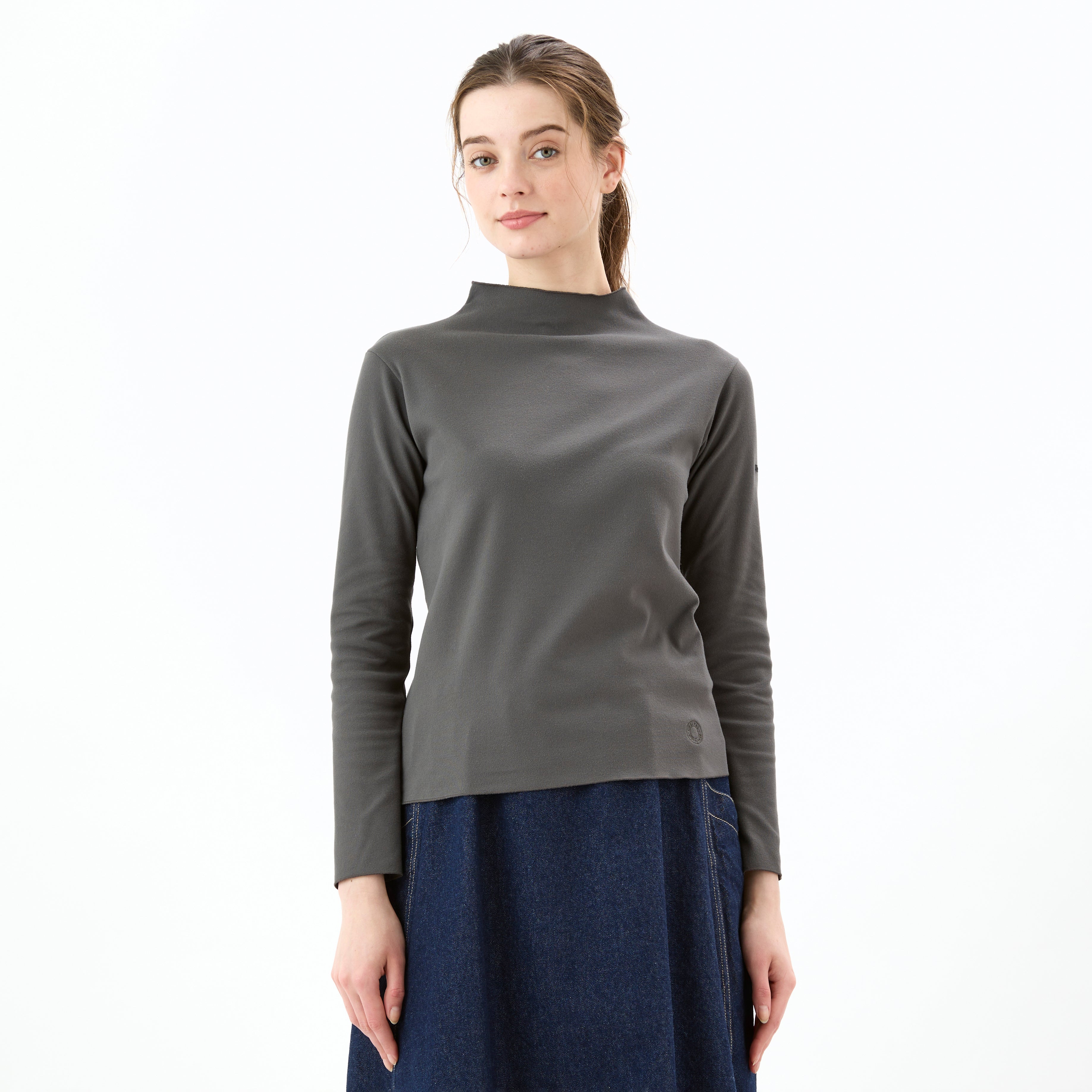 Women's Polyester Brushed Stretch Rib Bottle Neck Knit