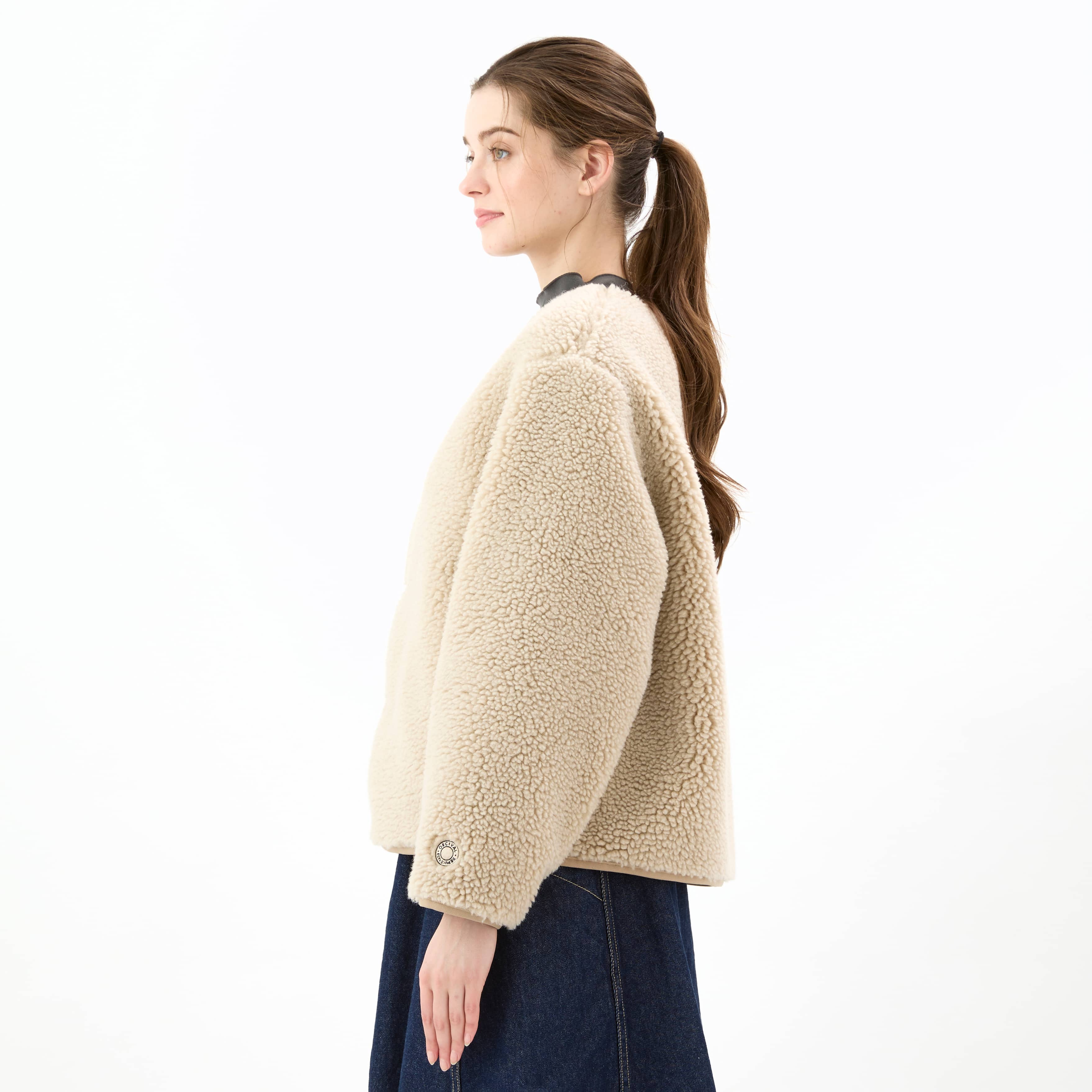 Women's Boa Fleece Collarless Blouson