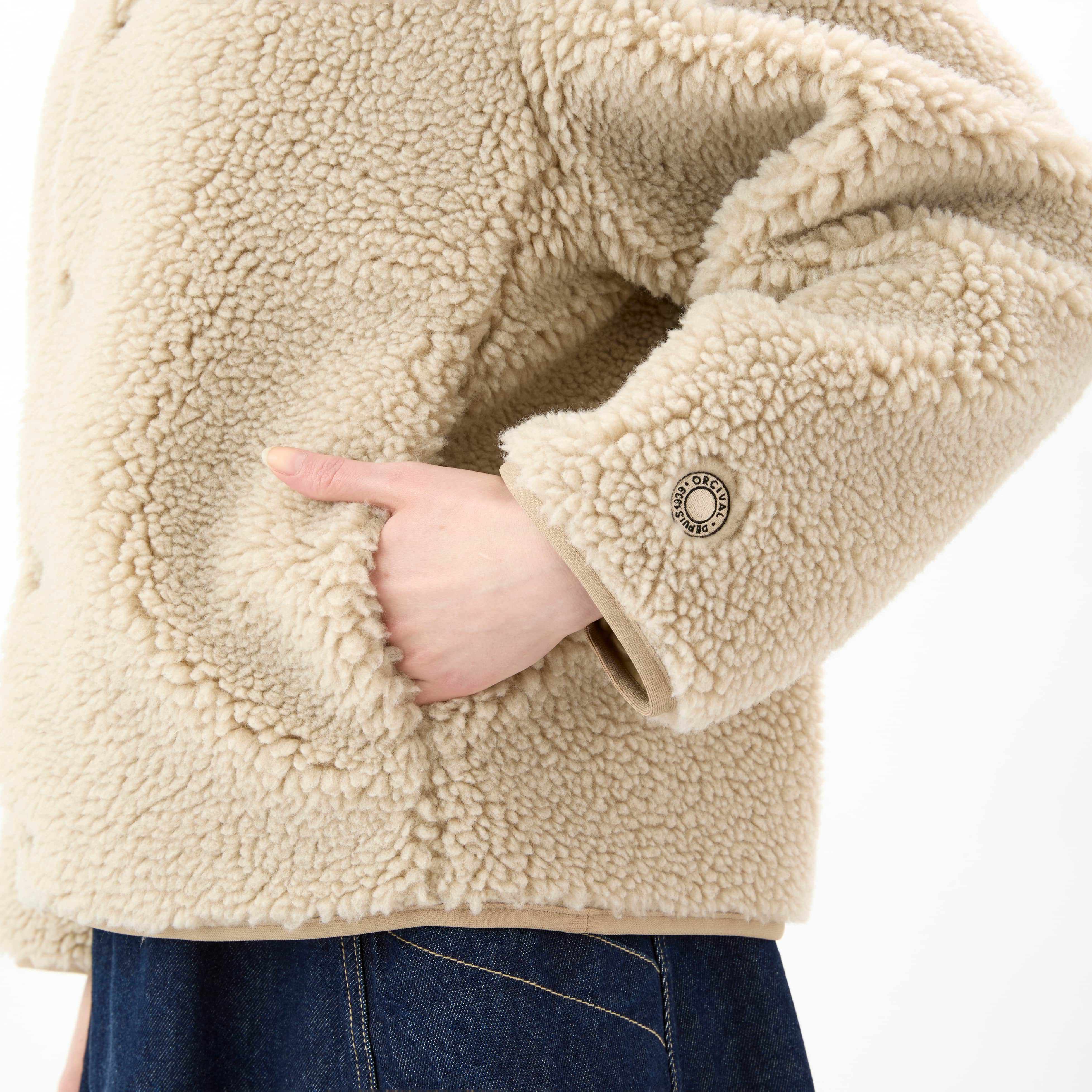 Women's Boa Fleece Collarless Blouson