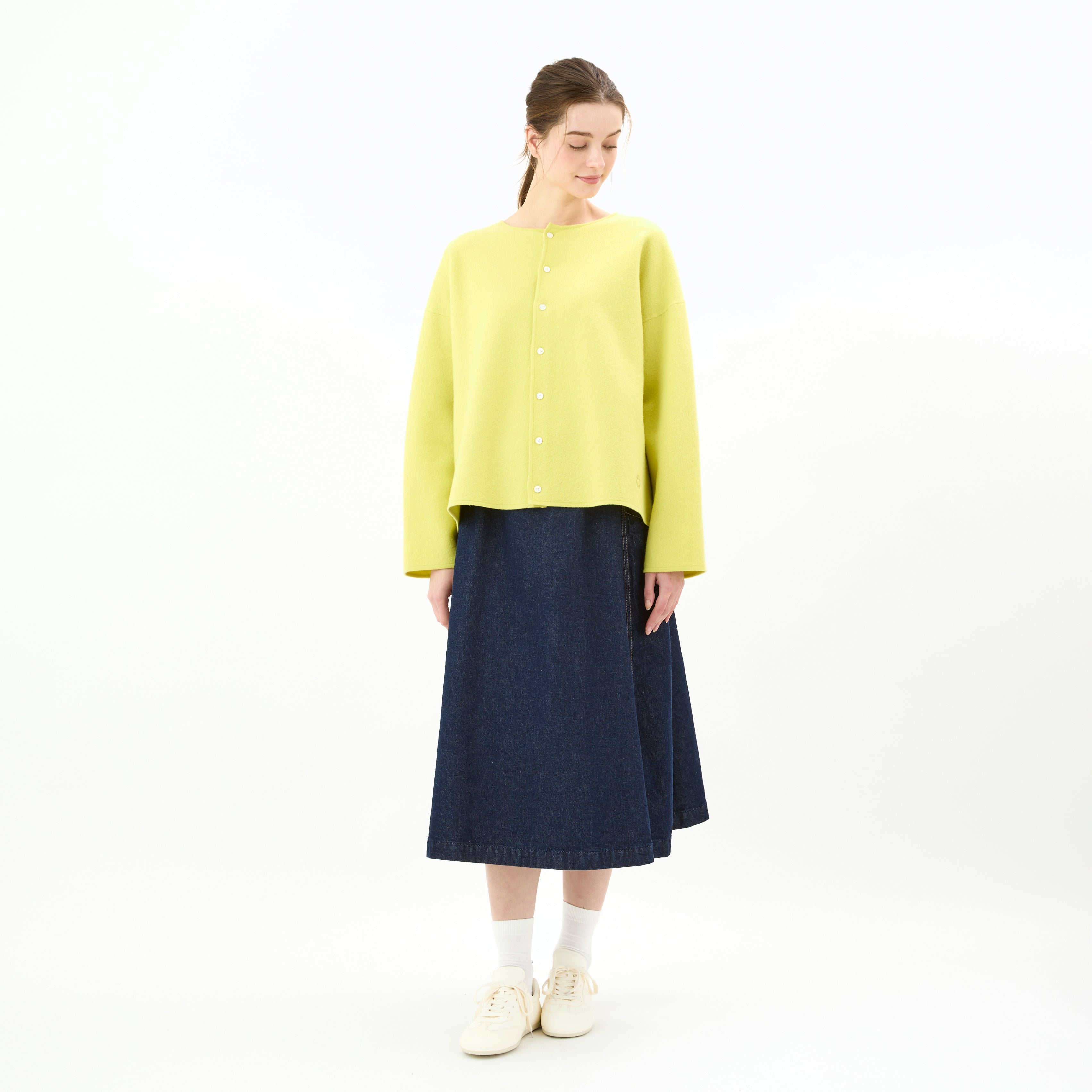 Women's Boiled Wool Jersey Knit Cardigan