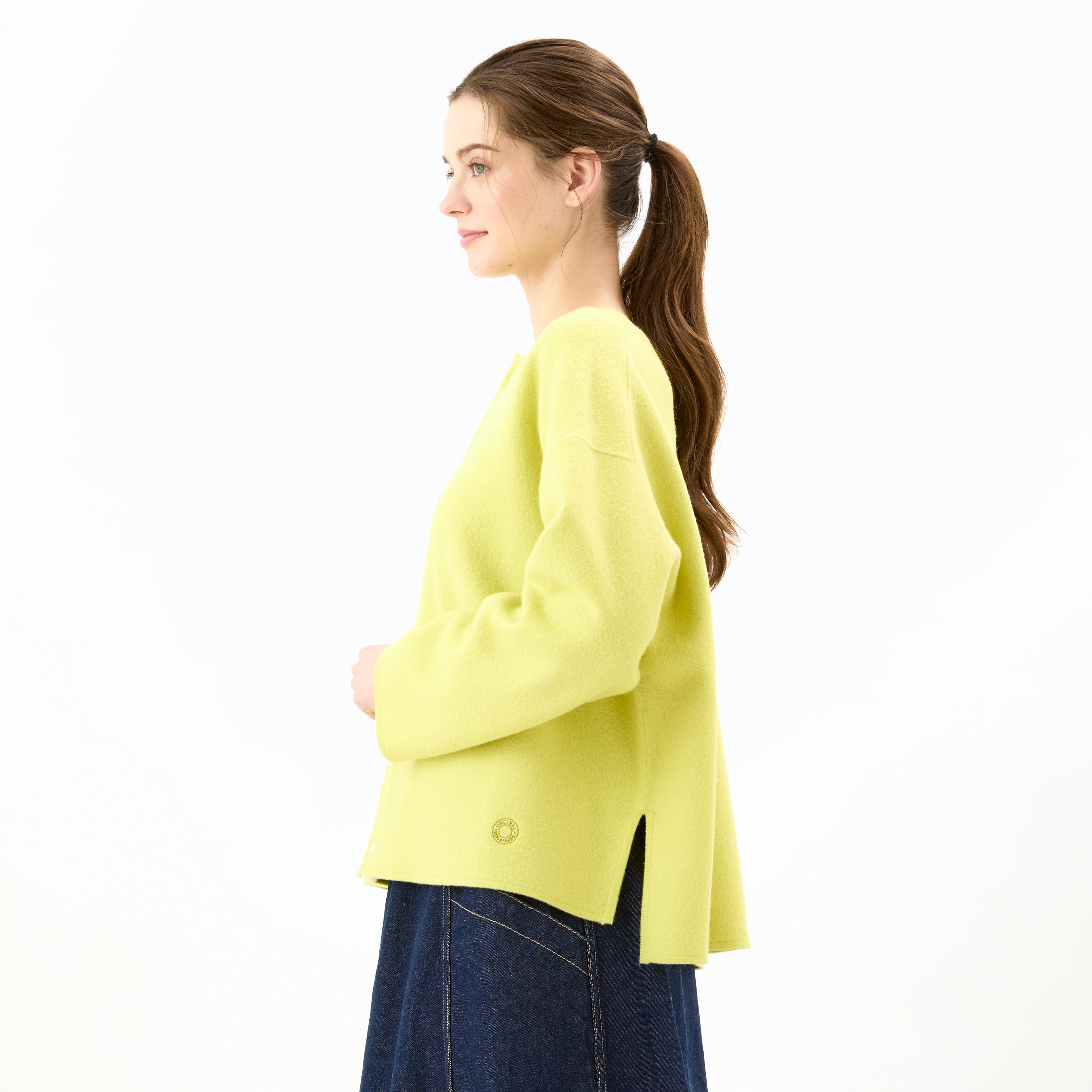 Women's Boiled Wool Jersey Knit Cardigan