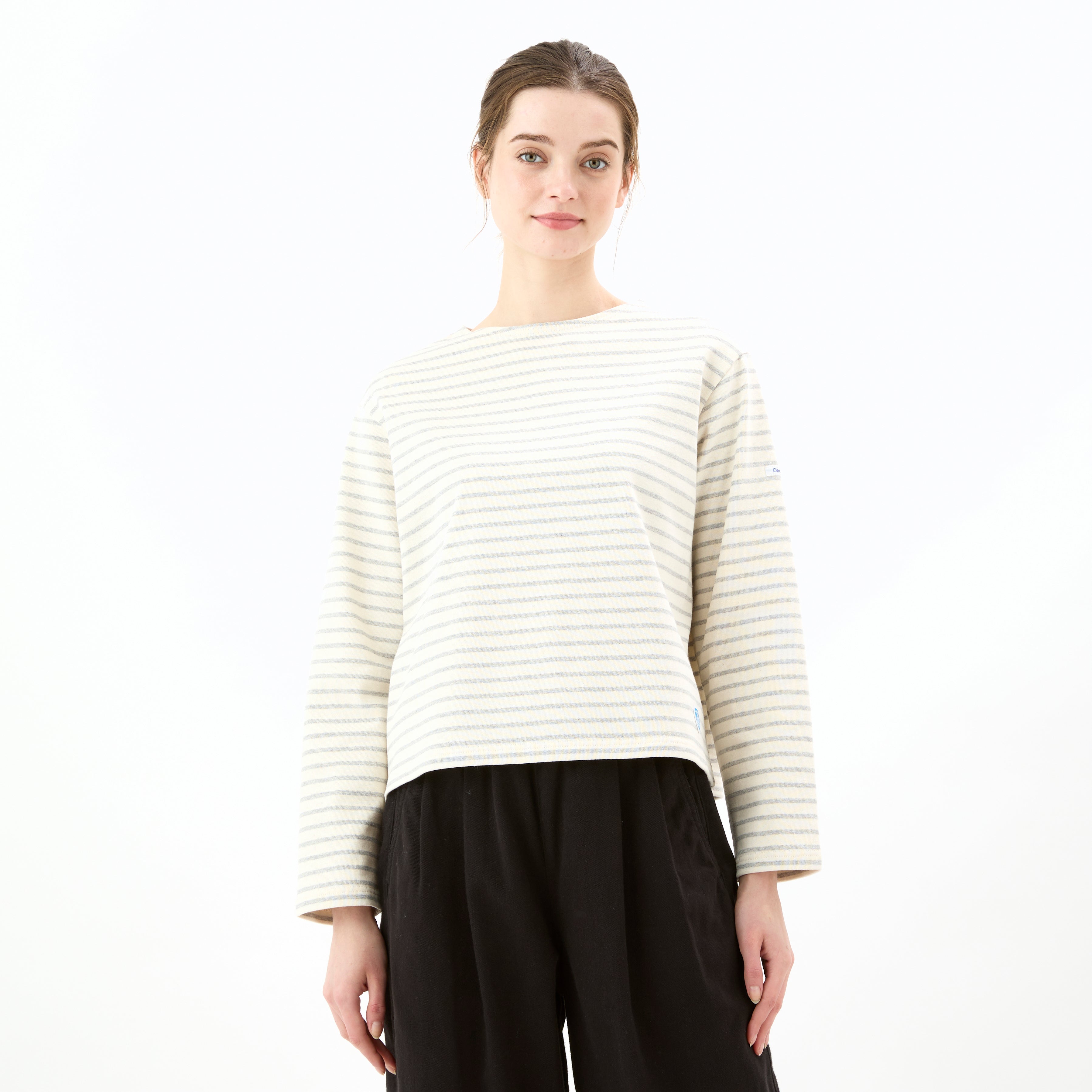 Women's Cotton Lourd Wide Basque Shirt Narrow Stripe