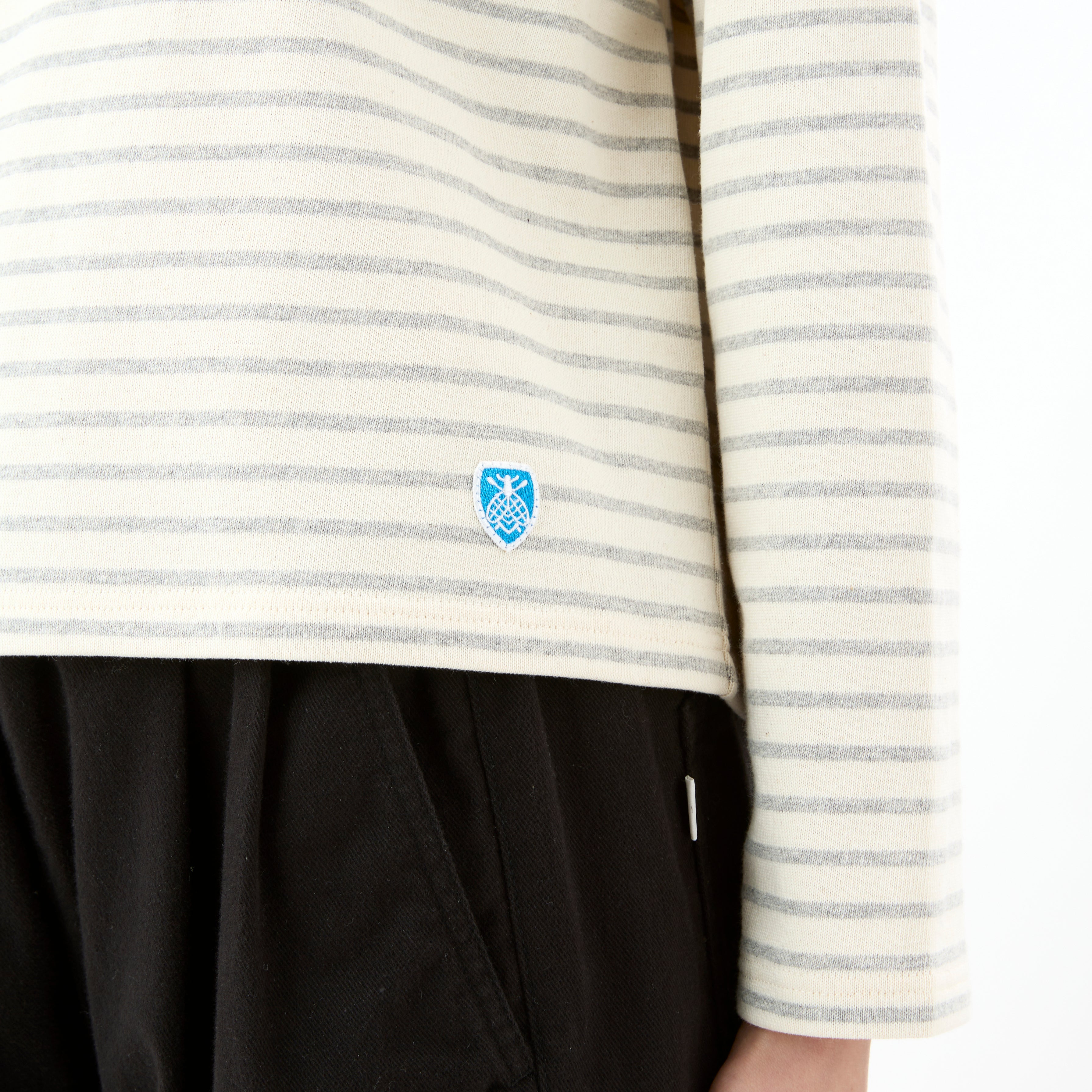 Women's Cotton Lourd Wide Basque Shirt Narrow Stripe